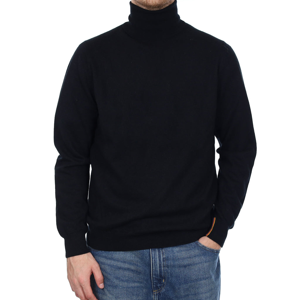 Men's Paul Smith Black Cashmere Polo Neck Jumper Large