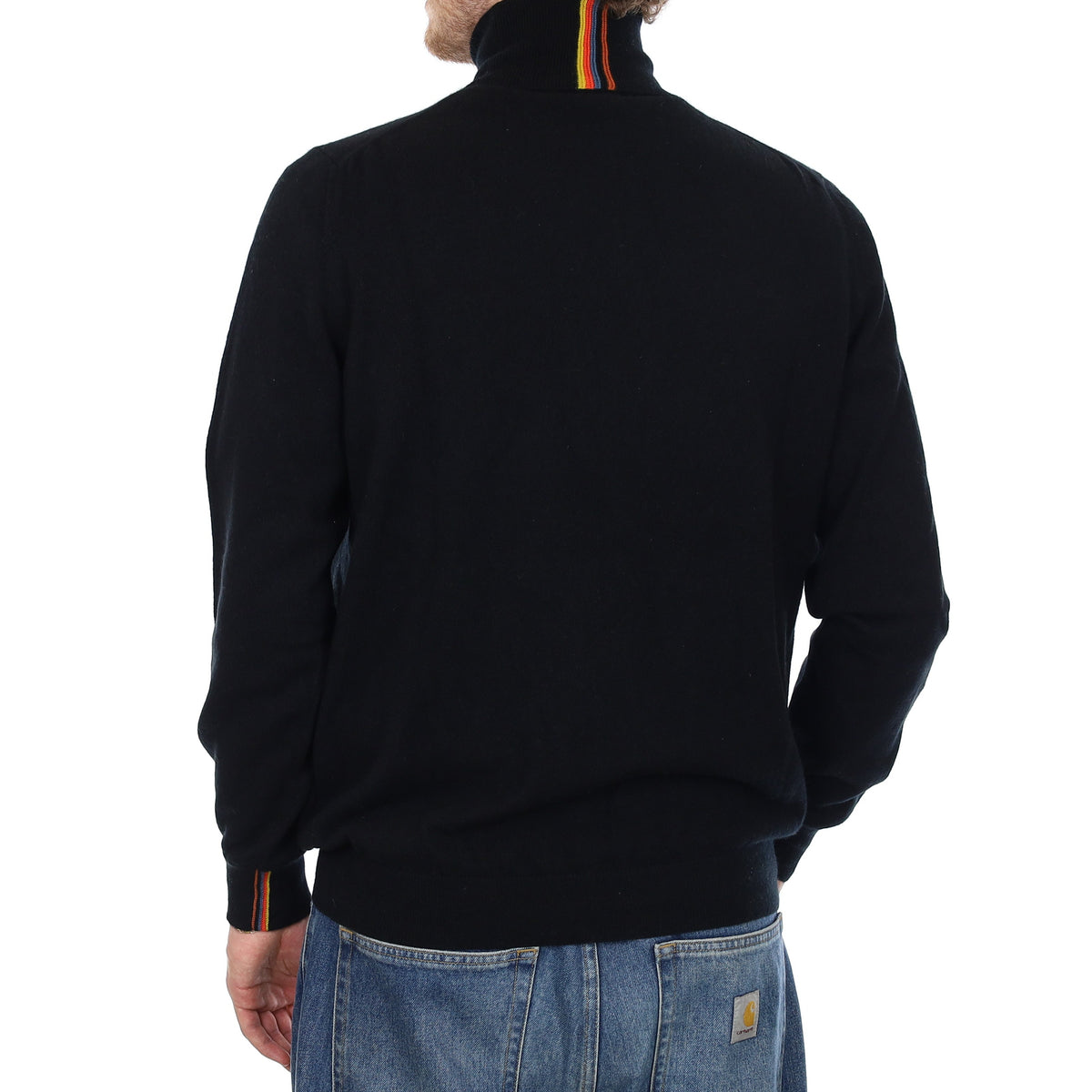 Men's Paul Smith Black Cashmere Polo Neck Jumper Large