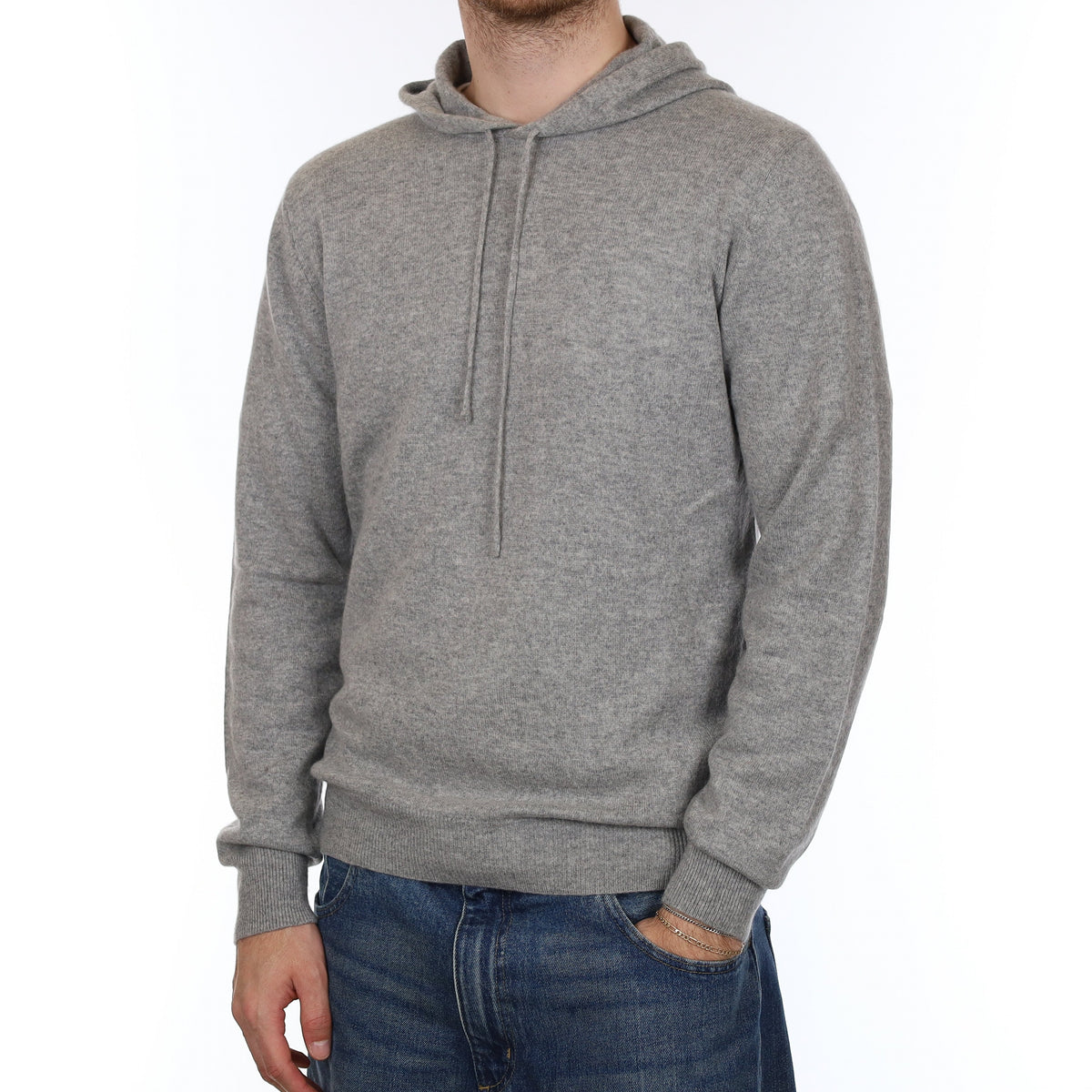 Men's Smoke Grey Cashmere Hoodie Jumper Medium