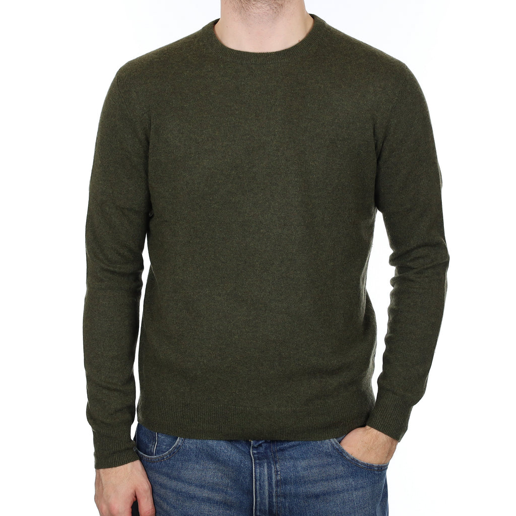 Men's Moss Green Cashmere Crew Neck Jumper Medium