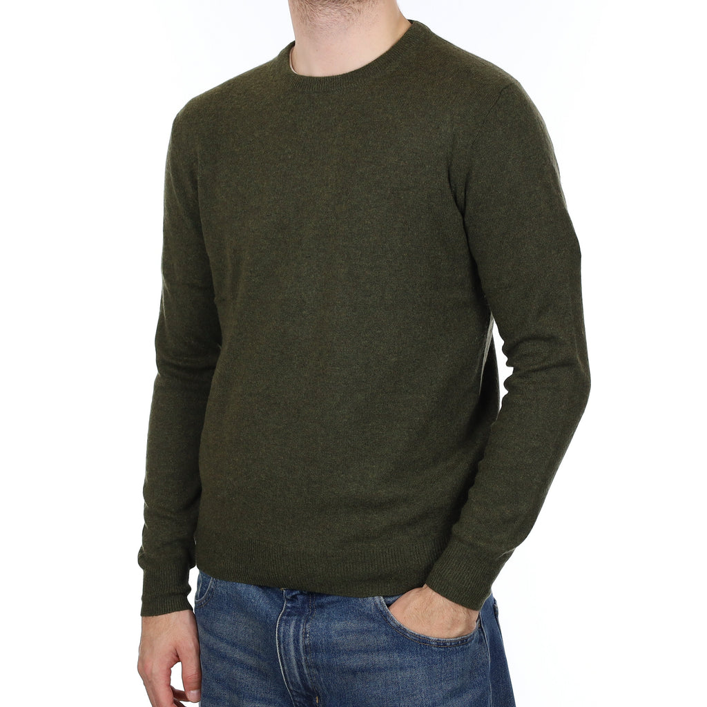 Men's Moss Green Cashmere Crew Neck Jumper Medium