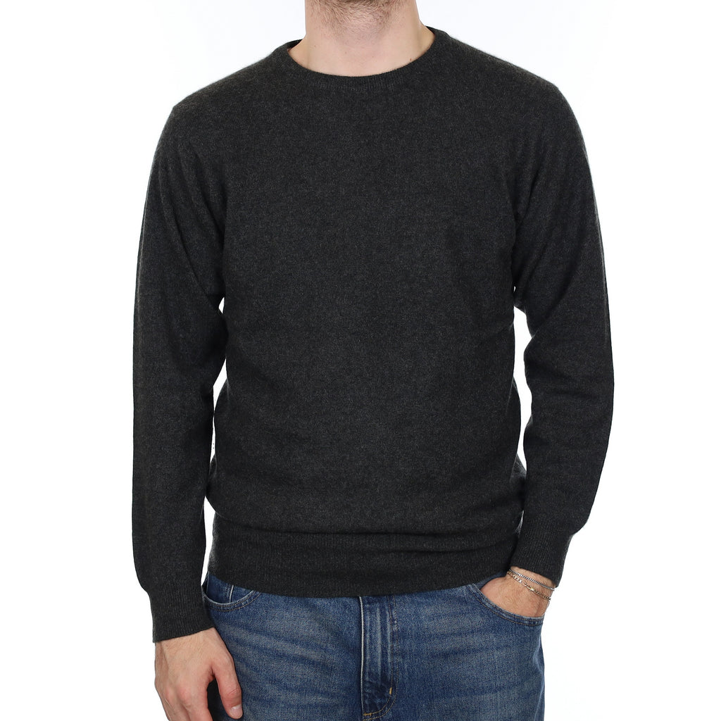 Men's Granite Grey Cashmere Crew Neck Jumper Medium