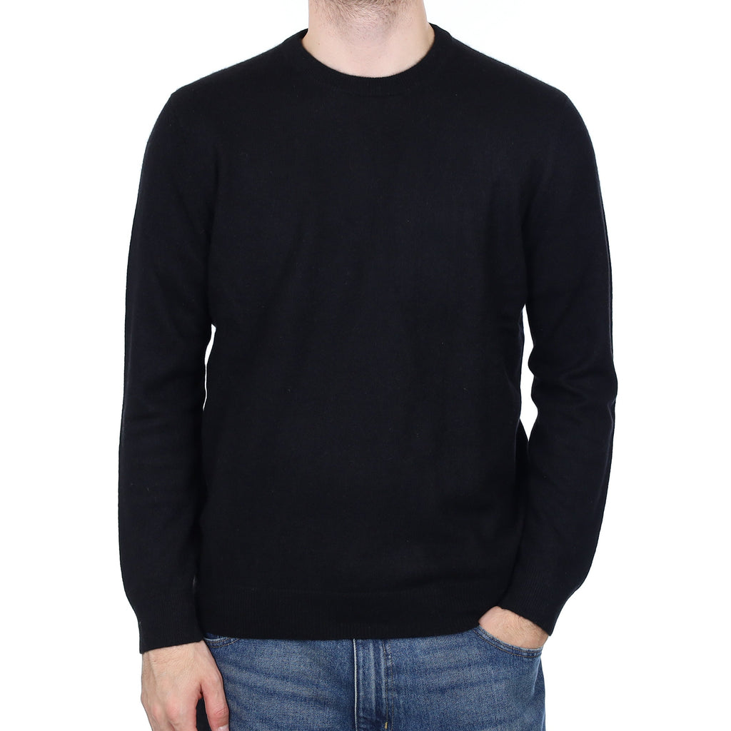 Men's Black Cashmere Crew Neck Jumper Large