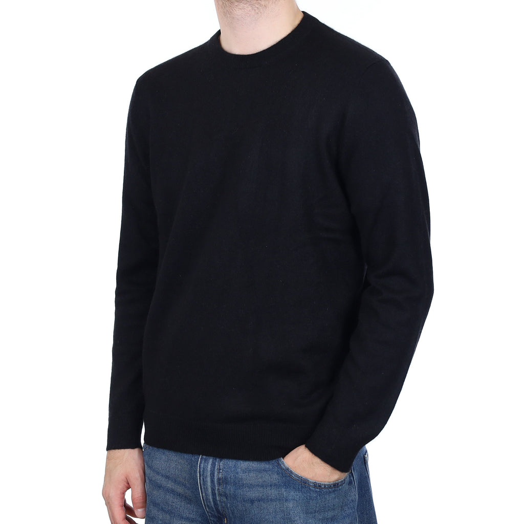 Men's Black Cashmere Crew Neck Jumper Large