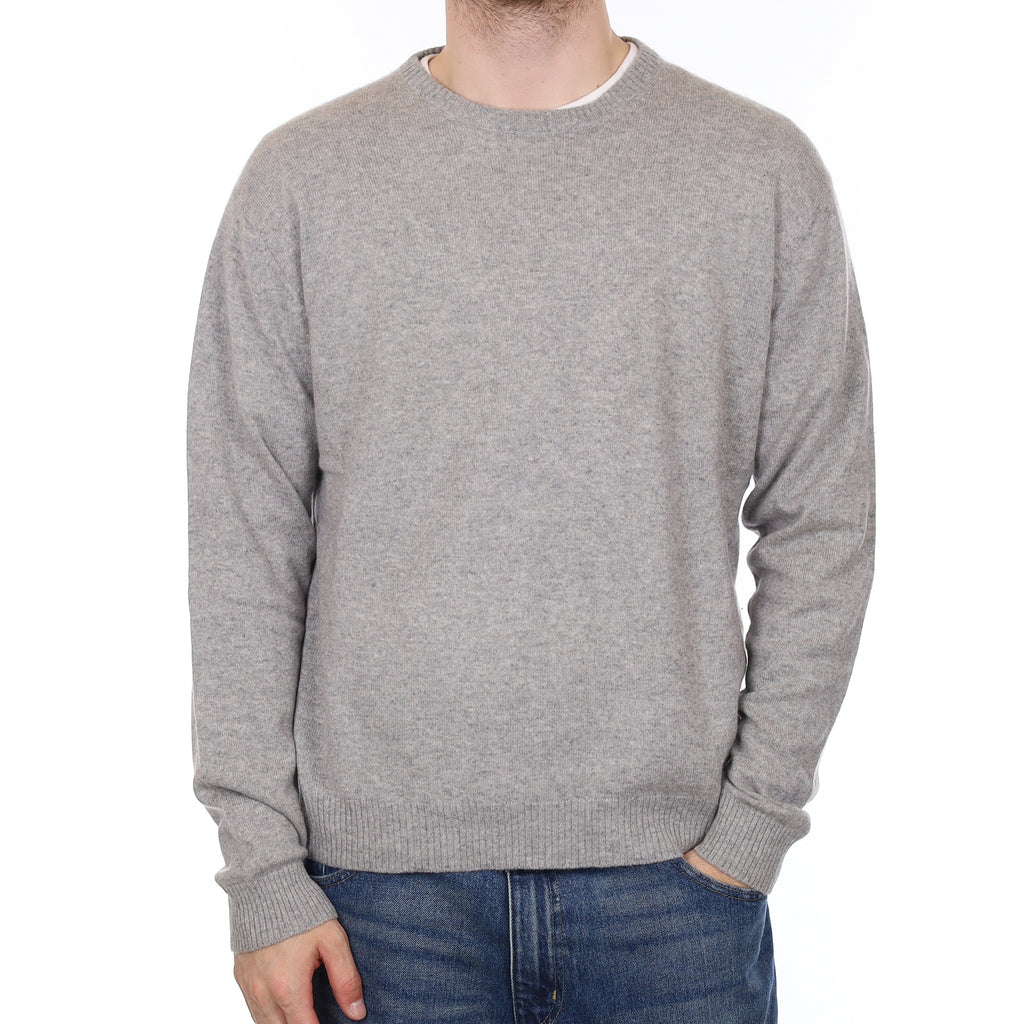 Men's Smoke Grey Cashmere Crew Neck Jumper Large