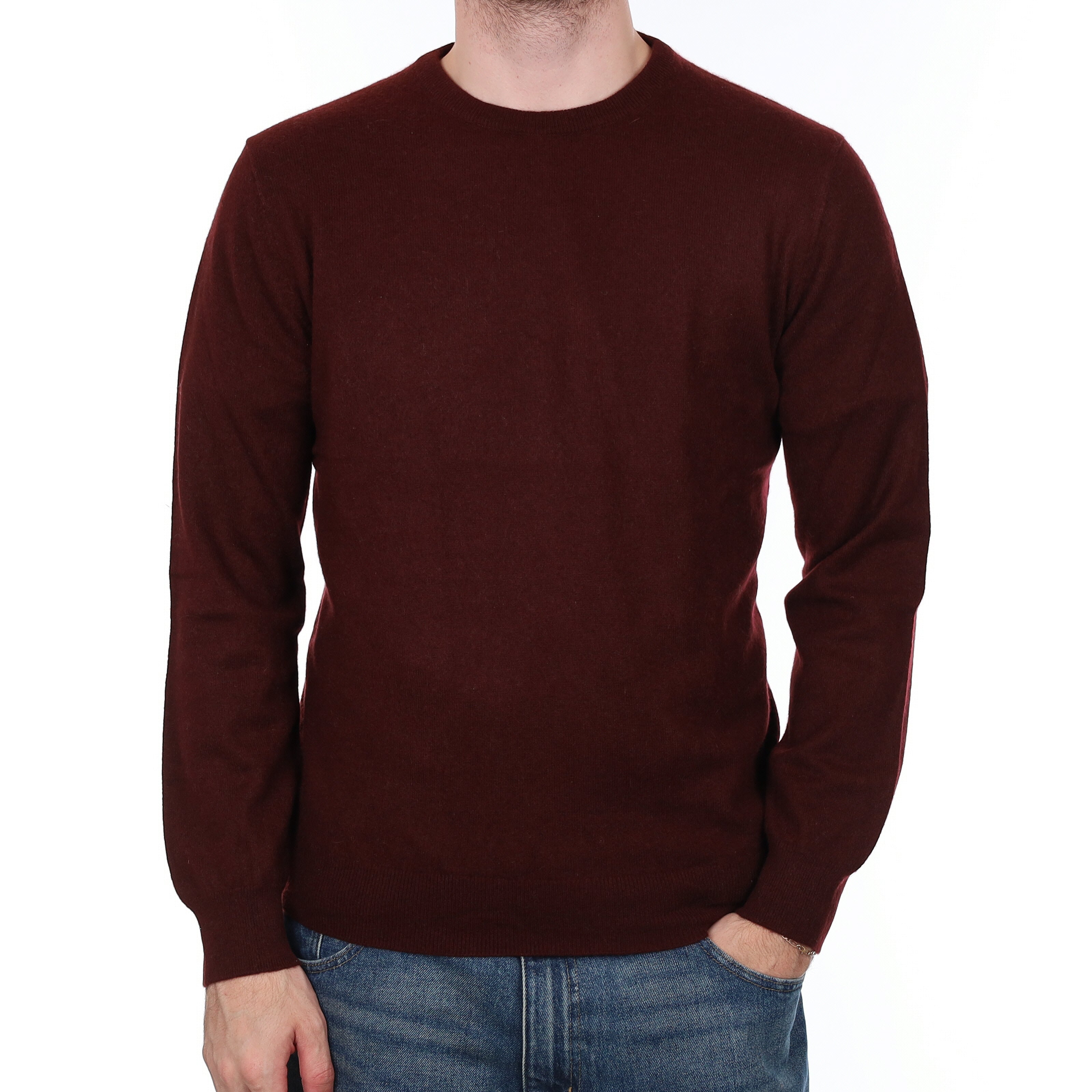 Men's Wine Red Cashmere Crew Neck Jumper Medium