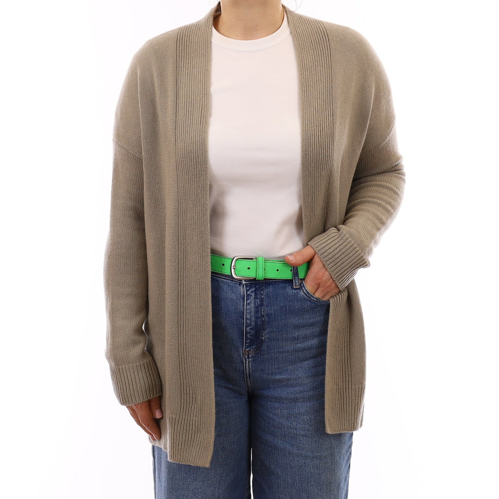 Vince Pale Khaki Chunky Cashmere Edge to Edge Cardigan Medium
