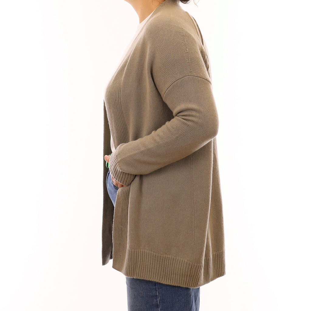 Vince Pale Khaki Chunky Cashmere Edge to Edge Cardigan Medium
