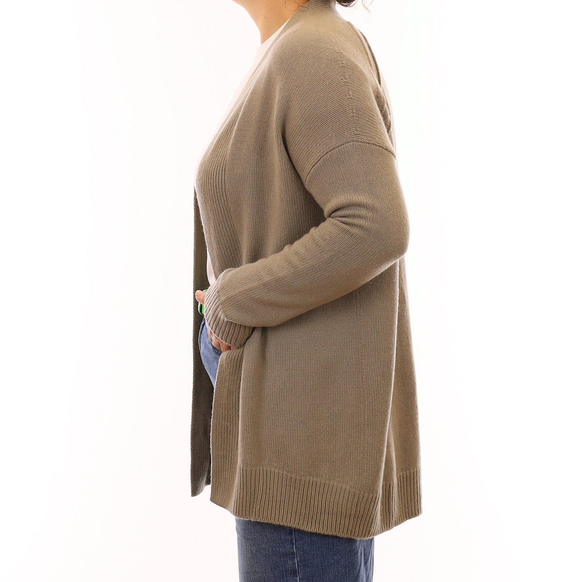 Vince Pale Khaki Chunky Cashmere Edge to Edge Cardigan Medium