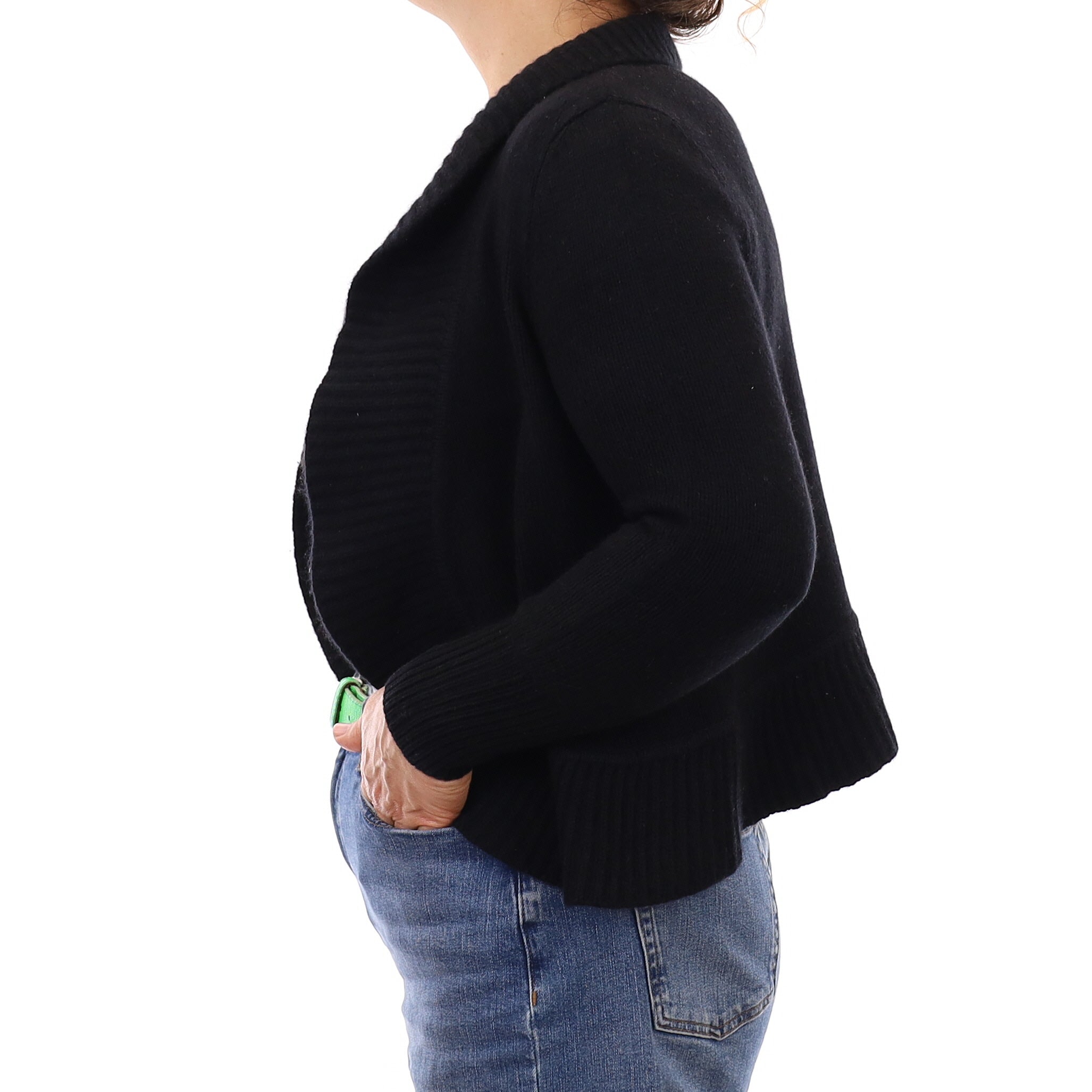 Black Chunky Cashmere Shrug Style Cardigan Medium