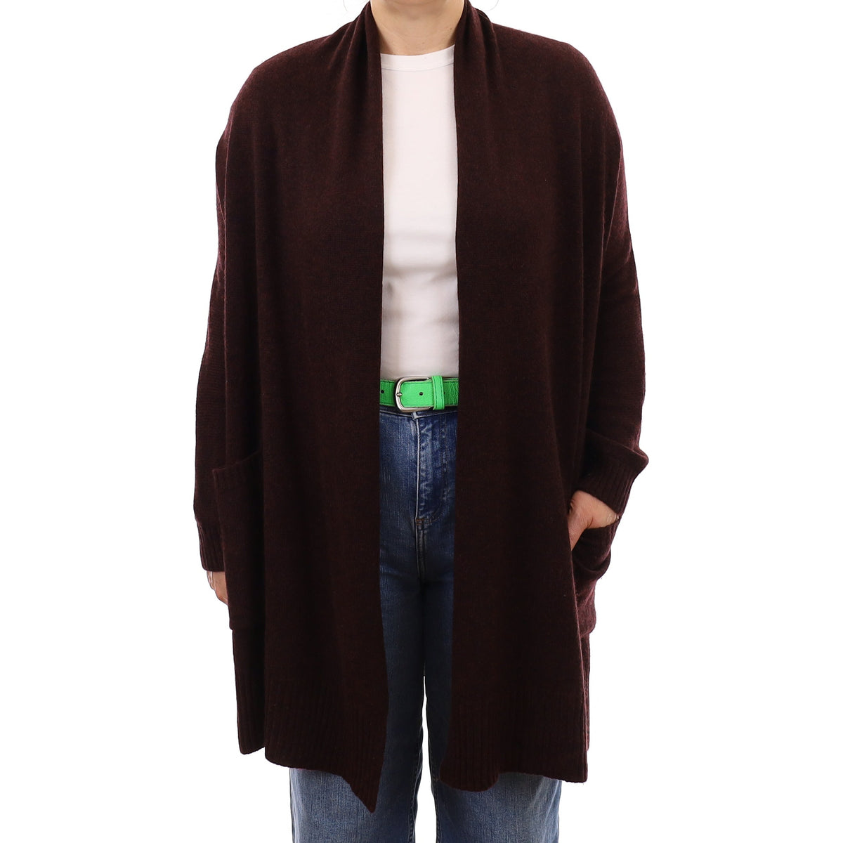 Poetry Cedar Brown Cashmere Edge to Edge Cardigan Medium