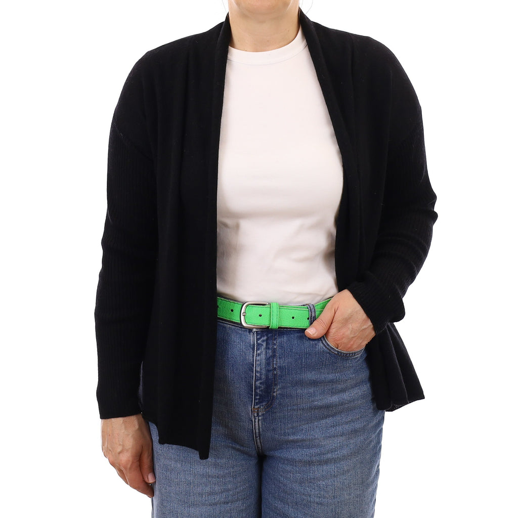Black Cashmere Edge to Edge Cardigan Medium