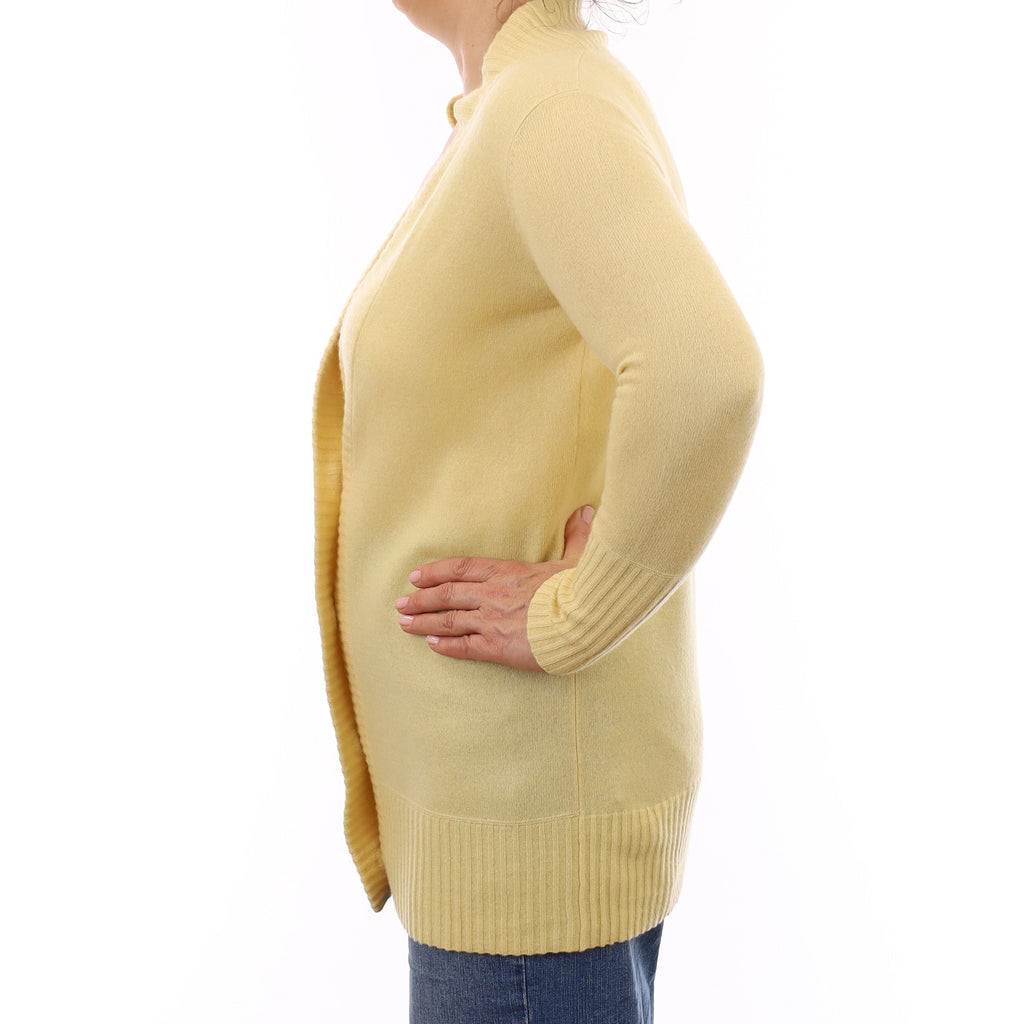 Custard Yellow Cashmere Longline V Neck Cardigan Medium