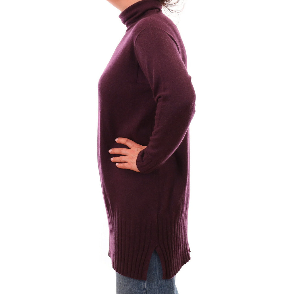 Whistles Blueberry Purple Cashmere Longline Funnel Neck Jumper Medium