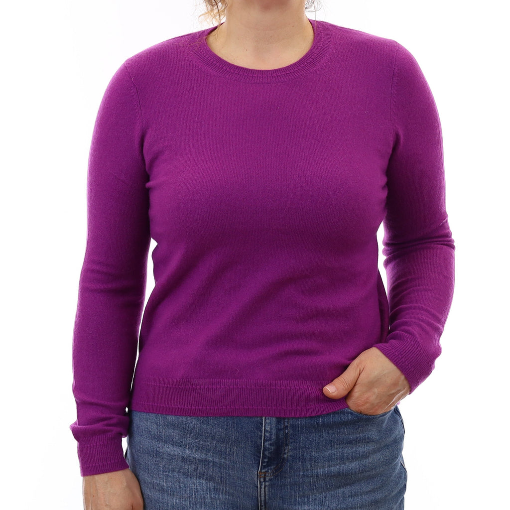 Magenta Purple Cashmere Crew Neck Jumper Medium