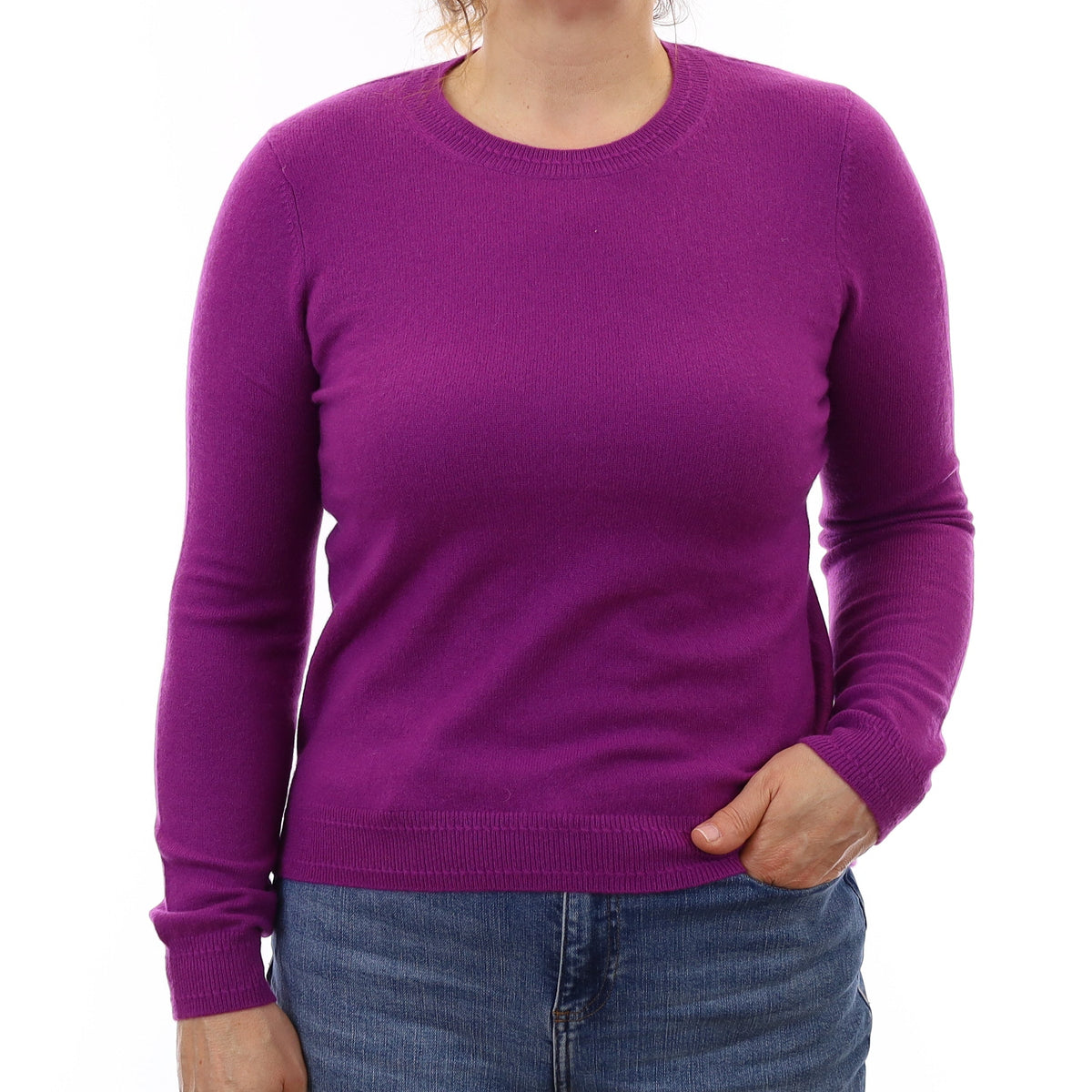 Magenta Purple Cashmere Crew Neck Jumper Medium