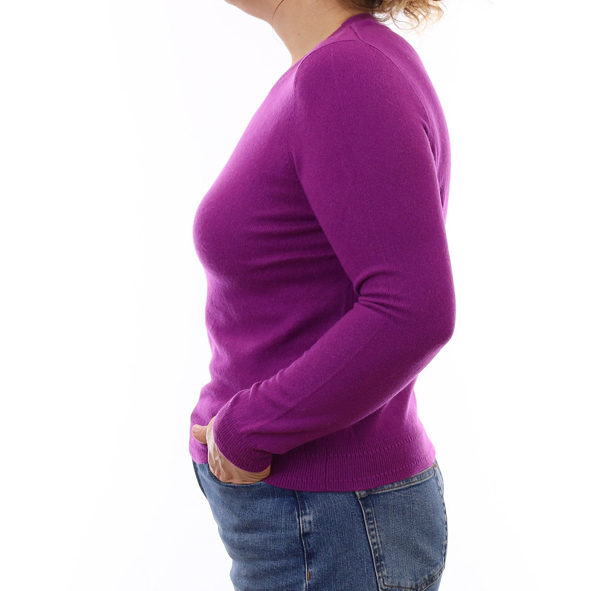 Magenta Purple Cashmere Crew Neck Jumper Medium