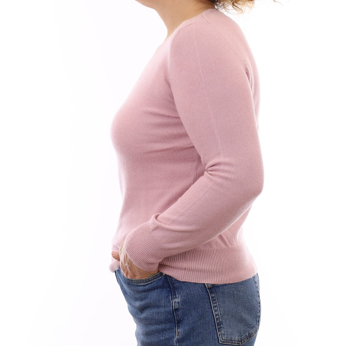 Mauve Pink Cashmere Crew Neck Jumper Medium