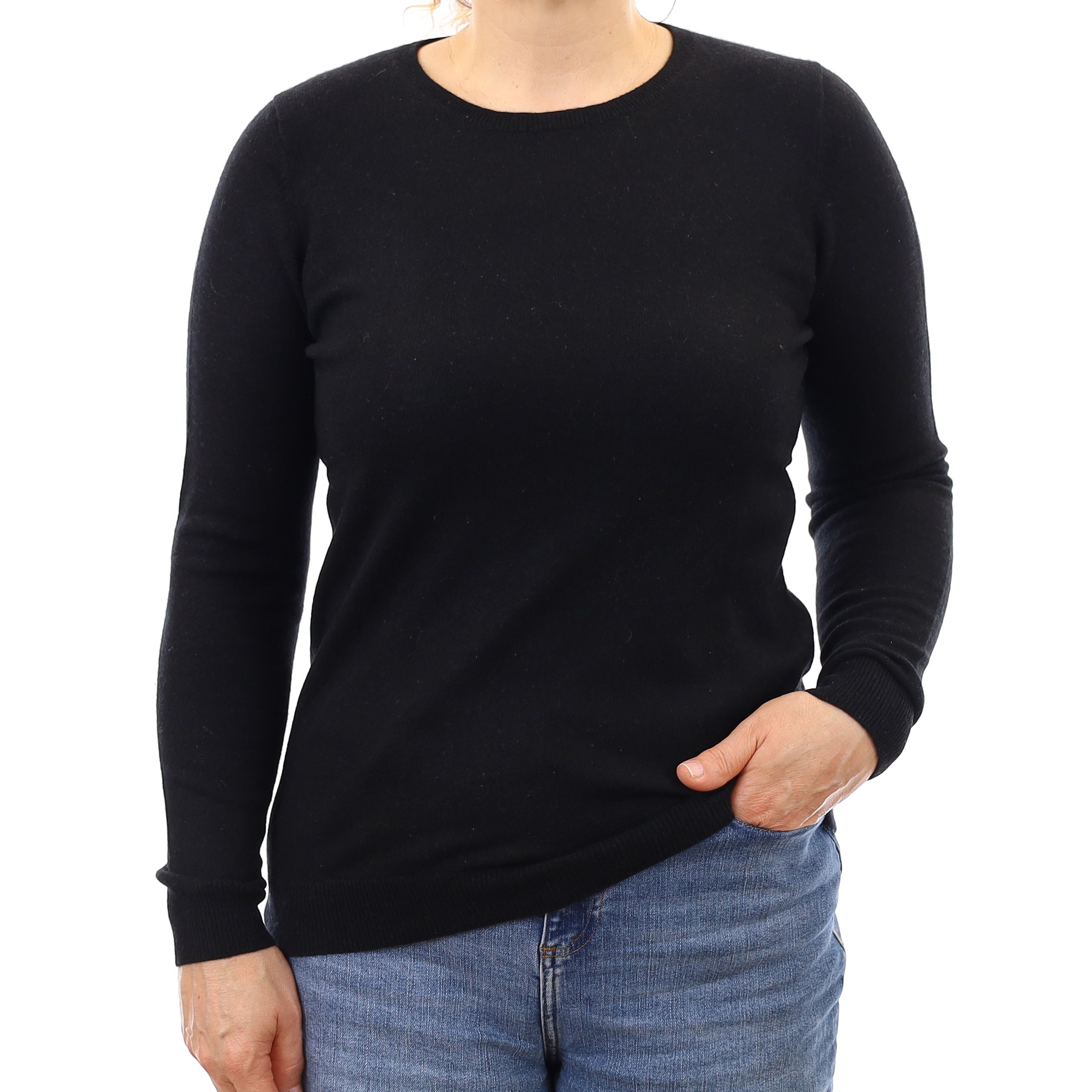 Black Cashmere Crew Neck Jumper Medium