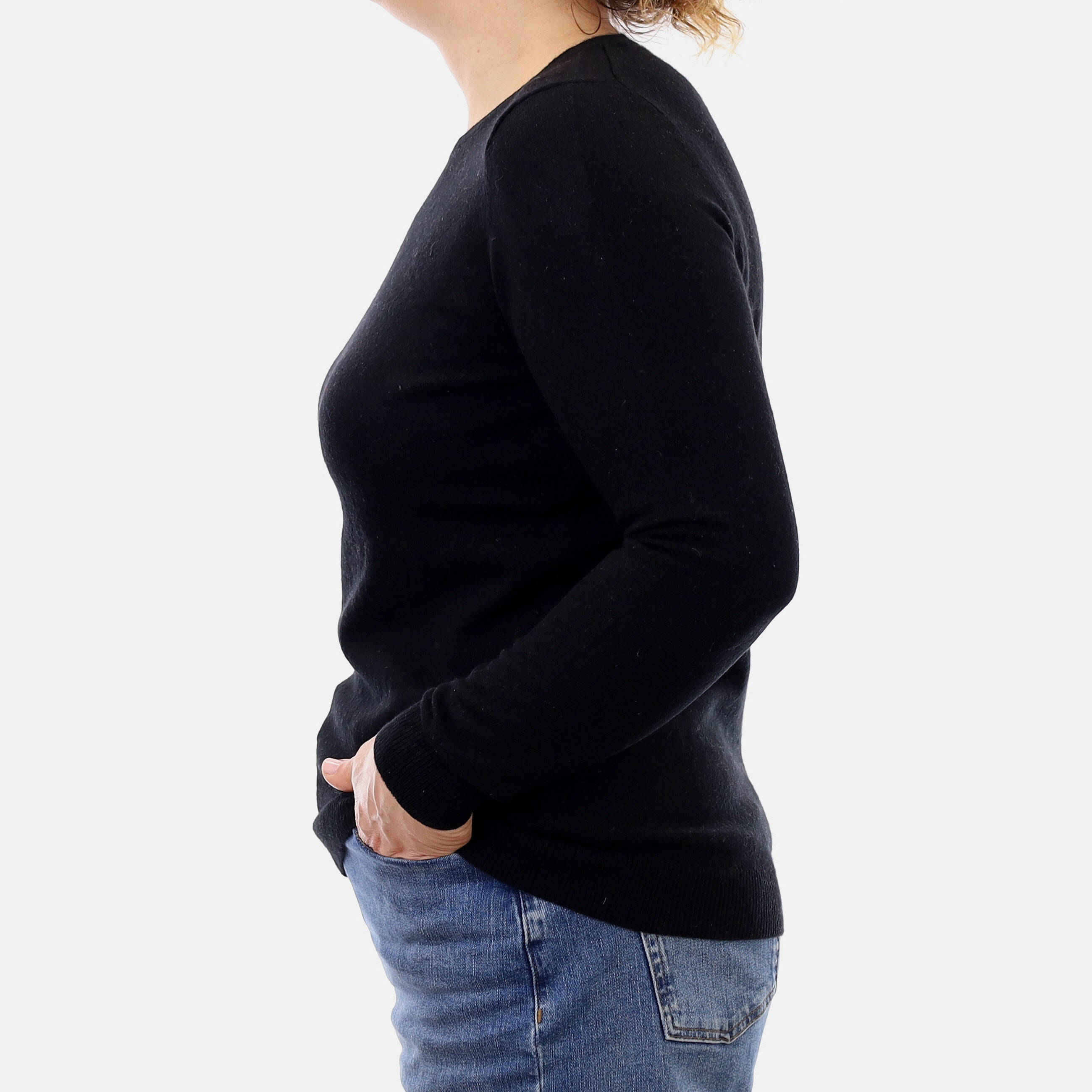 Black Cashmere Crew Neck Jumper Medium