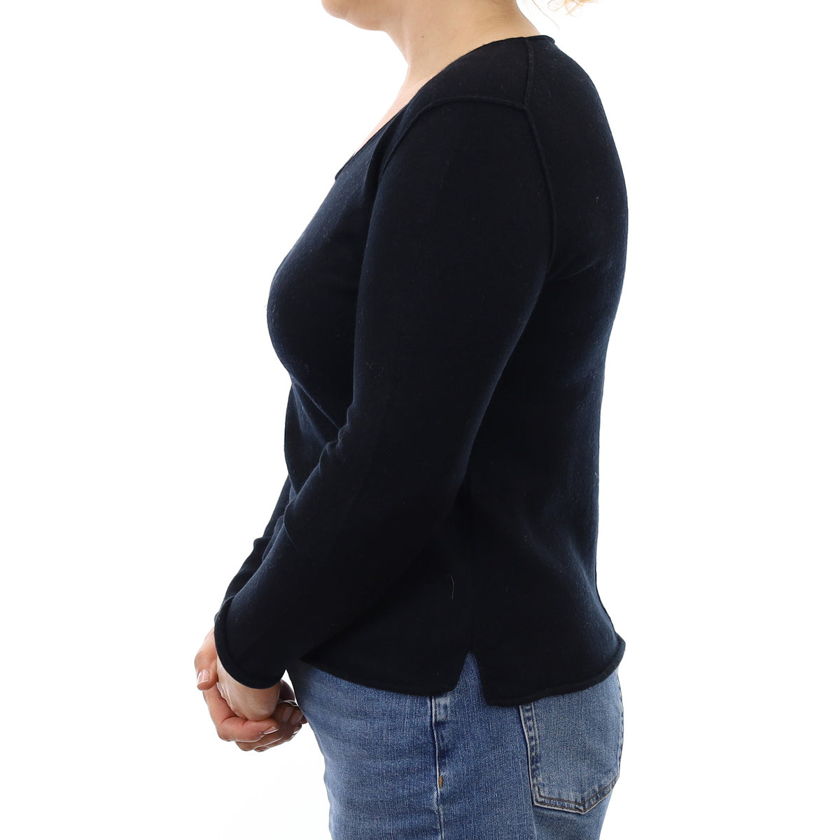 Black Cashmere V Neck Jumper Medium