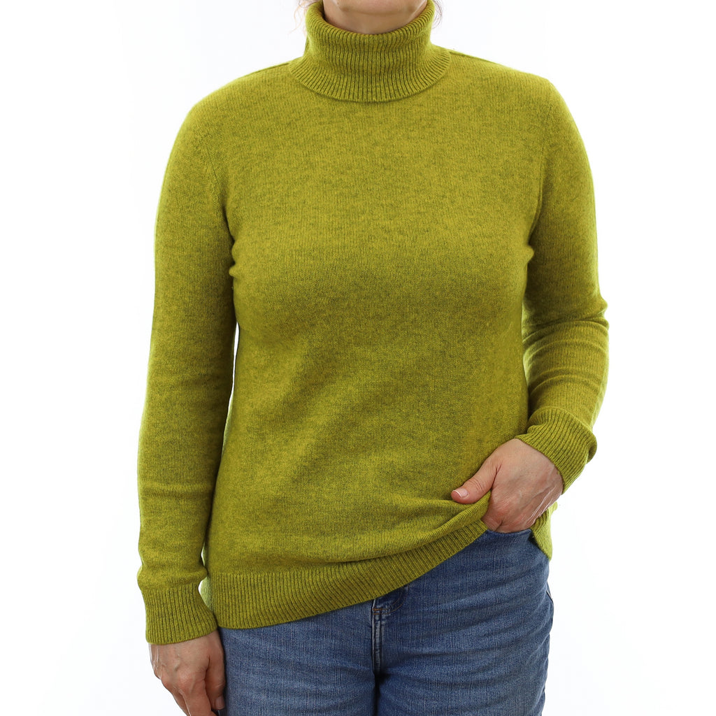Cos Lichen Green Heavy Knit Cashmere Polo Neck Jumper Medium