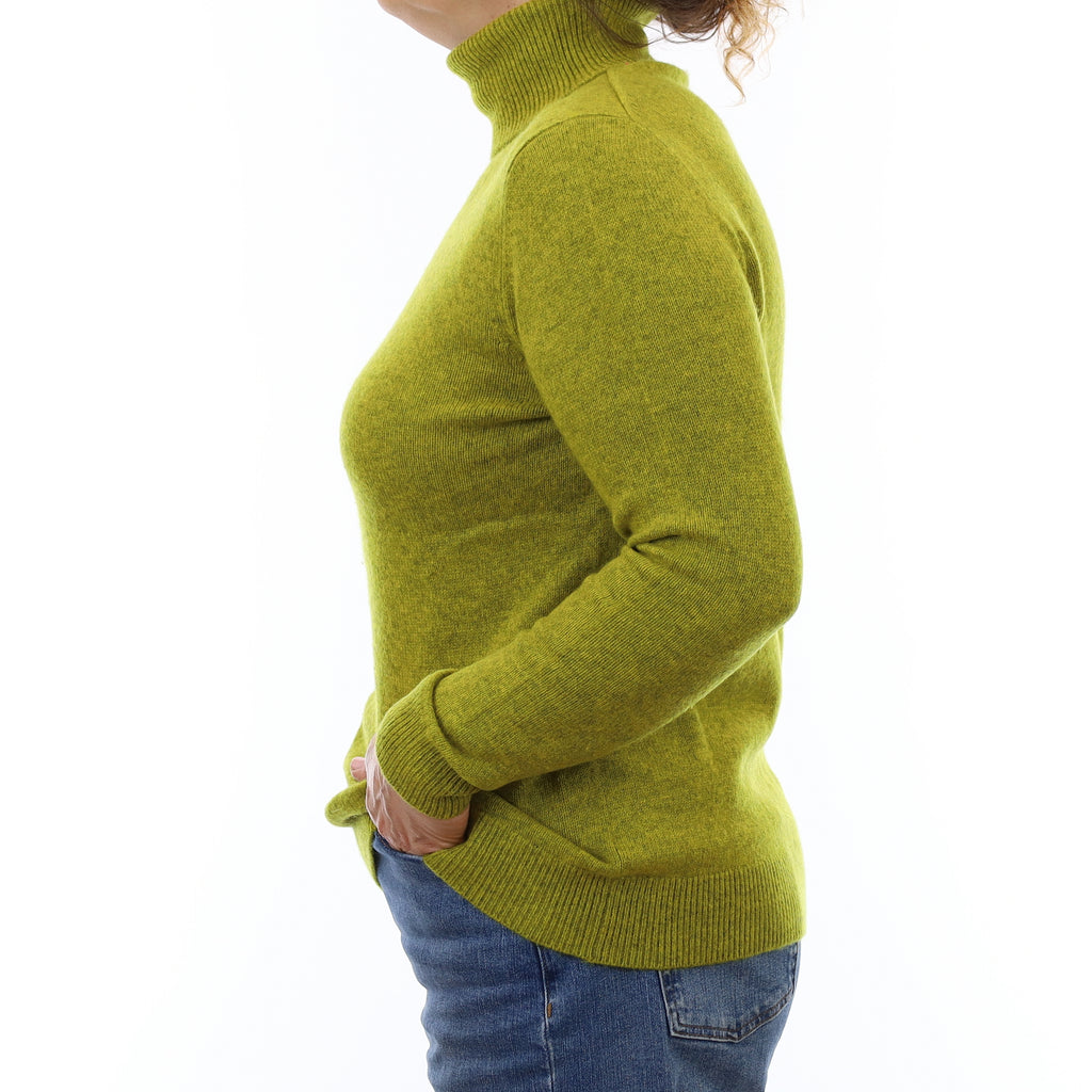 Cos Lichen Green Heavy Knit Cashmere Polo Neck Jumper Medium