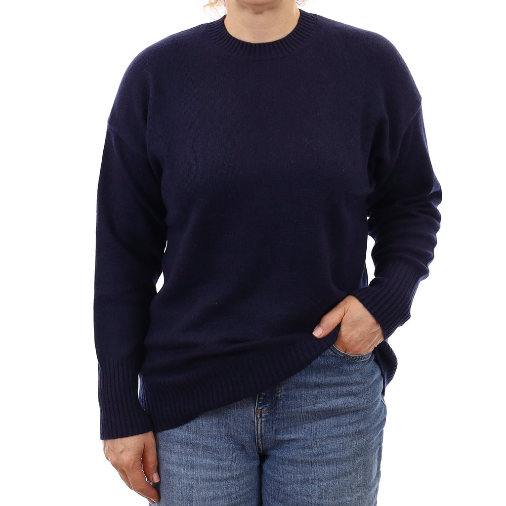 Cos Navy Heavy Knit Cashmere Crew Neck Jumper Medium
