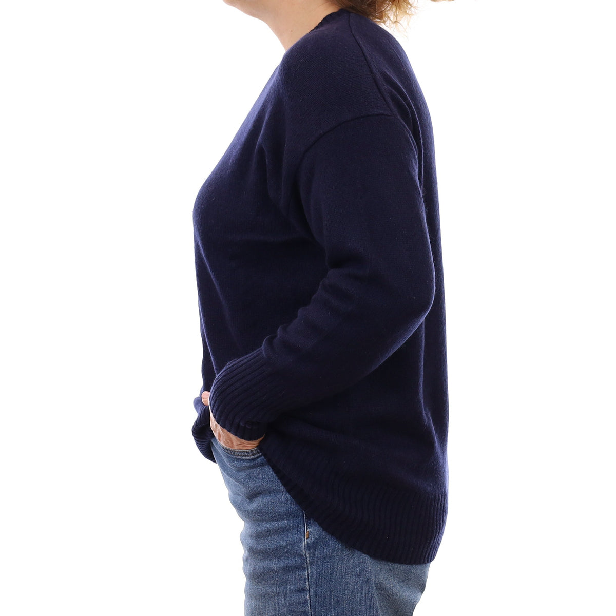 Cos Navy Heavy Knit Cashmere Crew Neck Jumper Medium