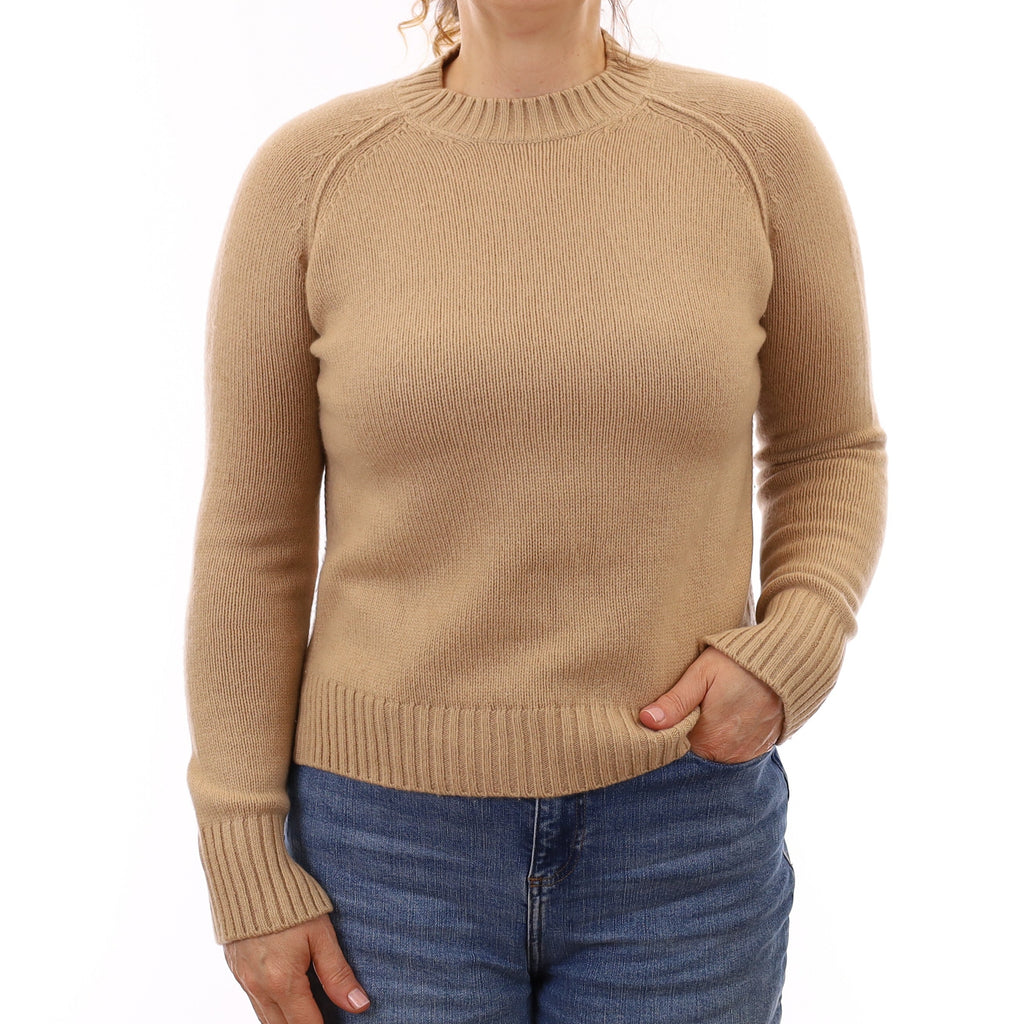 Caramel Brown Chunky Cashmere Crew Neck Jumper Medium