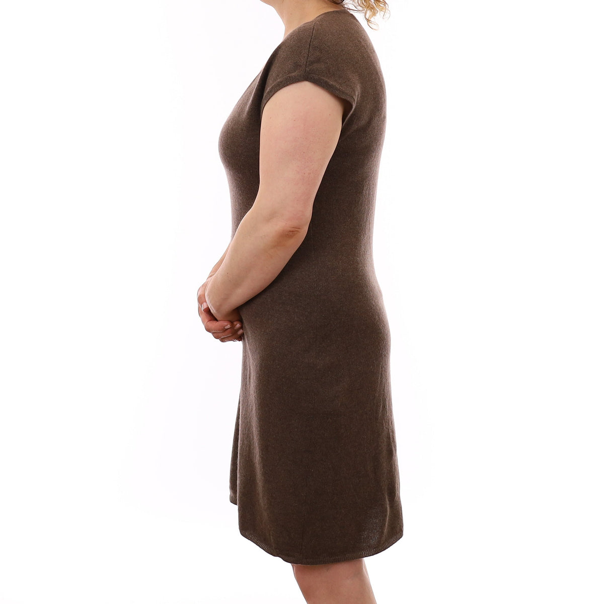 Allude Mole Brown Cashmere Sleeveless Scoop Neck Dress Medium