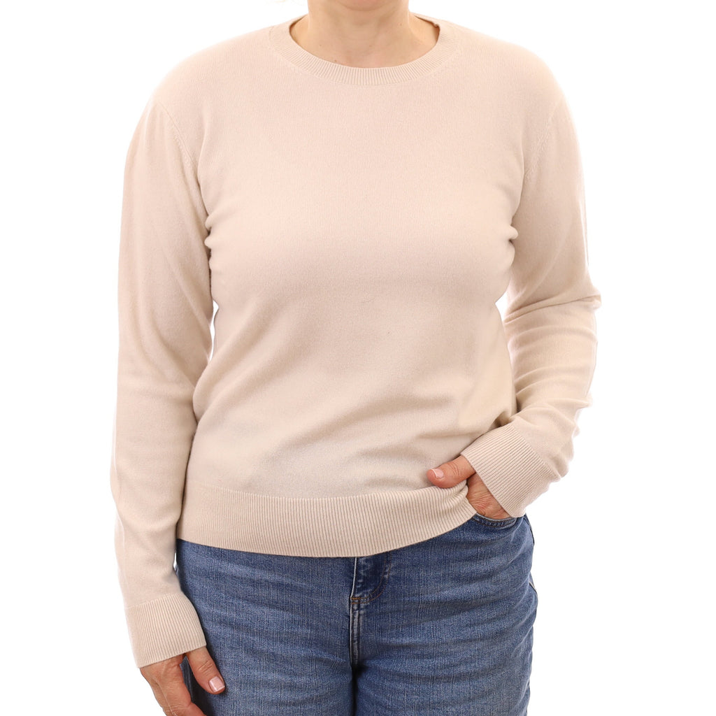 Ivory Cashmere Crew Neck Jumper Medium