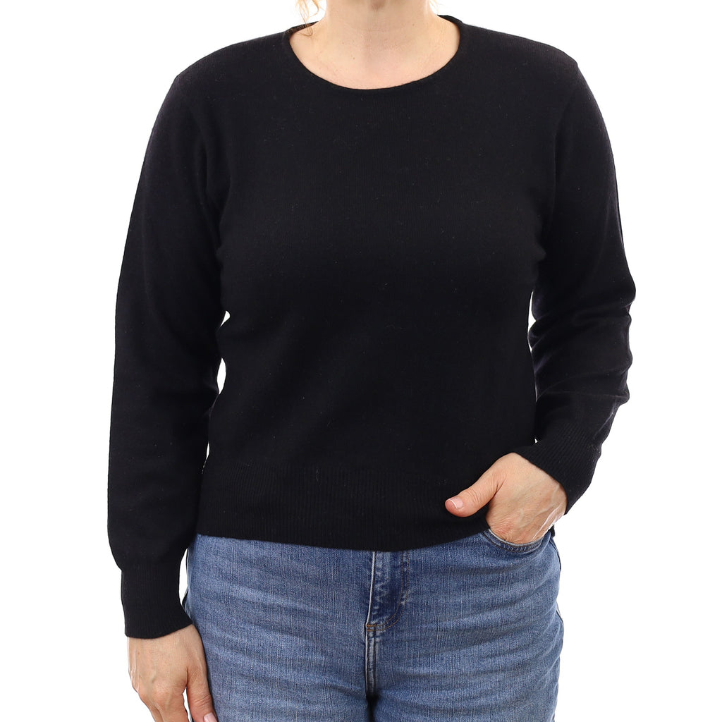 Black Cashmere Crew Neck Jumper Medium