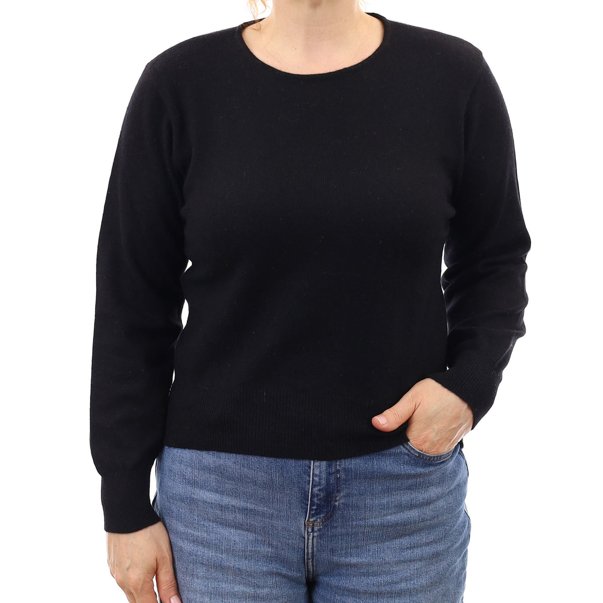 Black Cashmere Crew Neck Jumper Medium