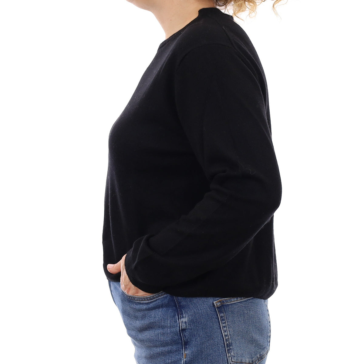 Black Cashmere Slouchy Crew Neck Jumper Medium