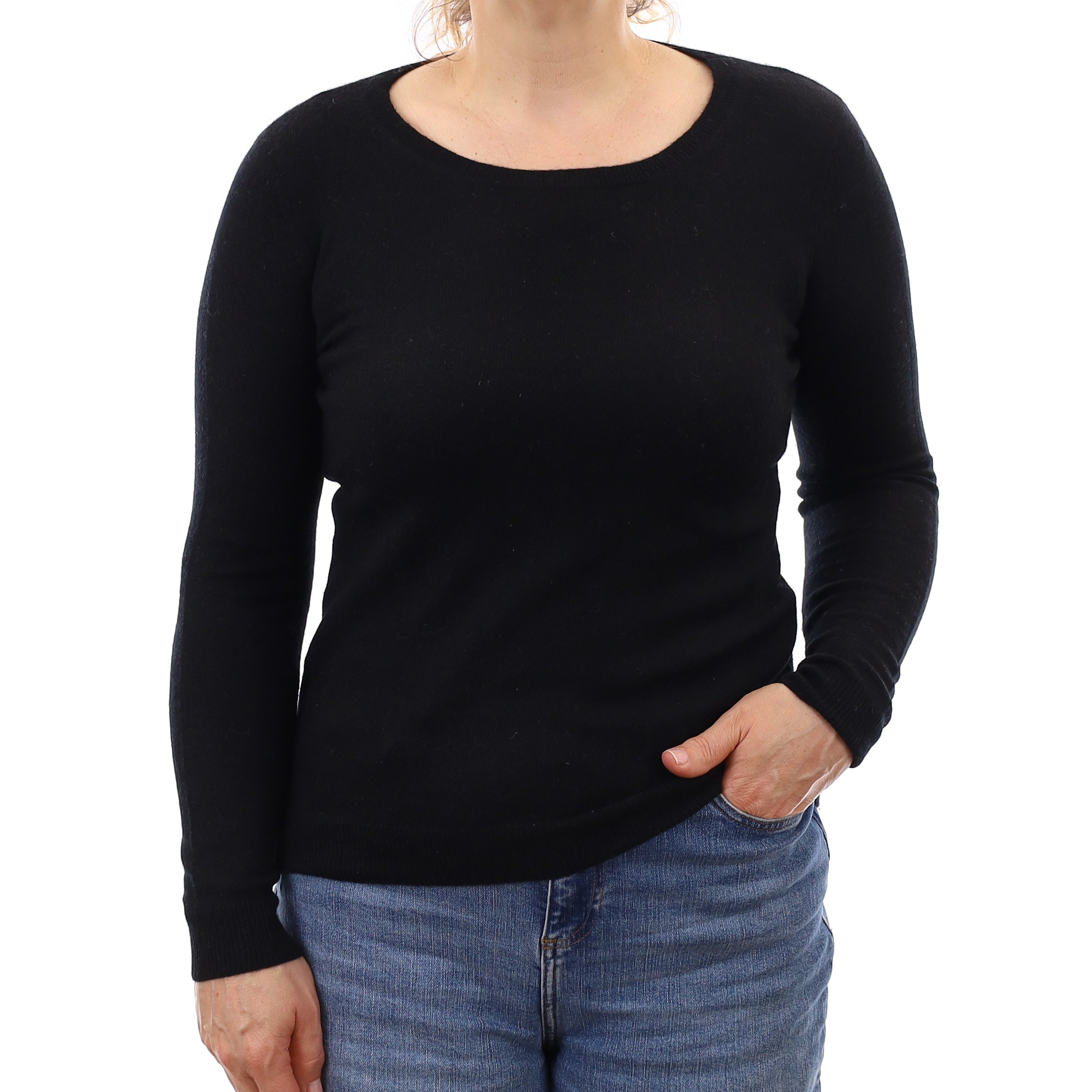 Black Cashmere Crew Neck Jumper Medium