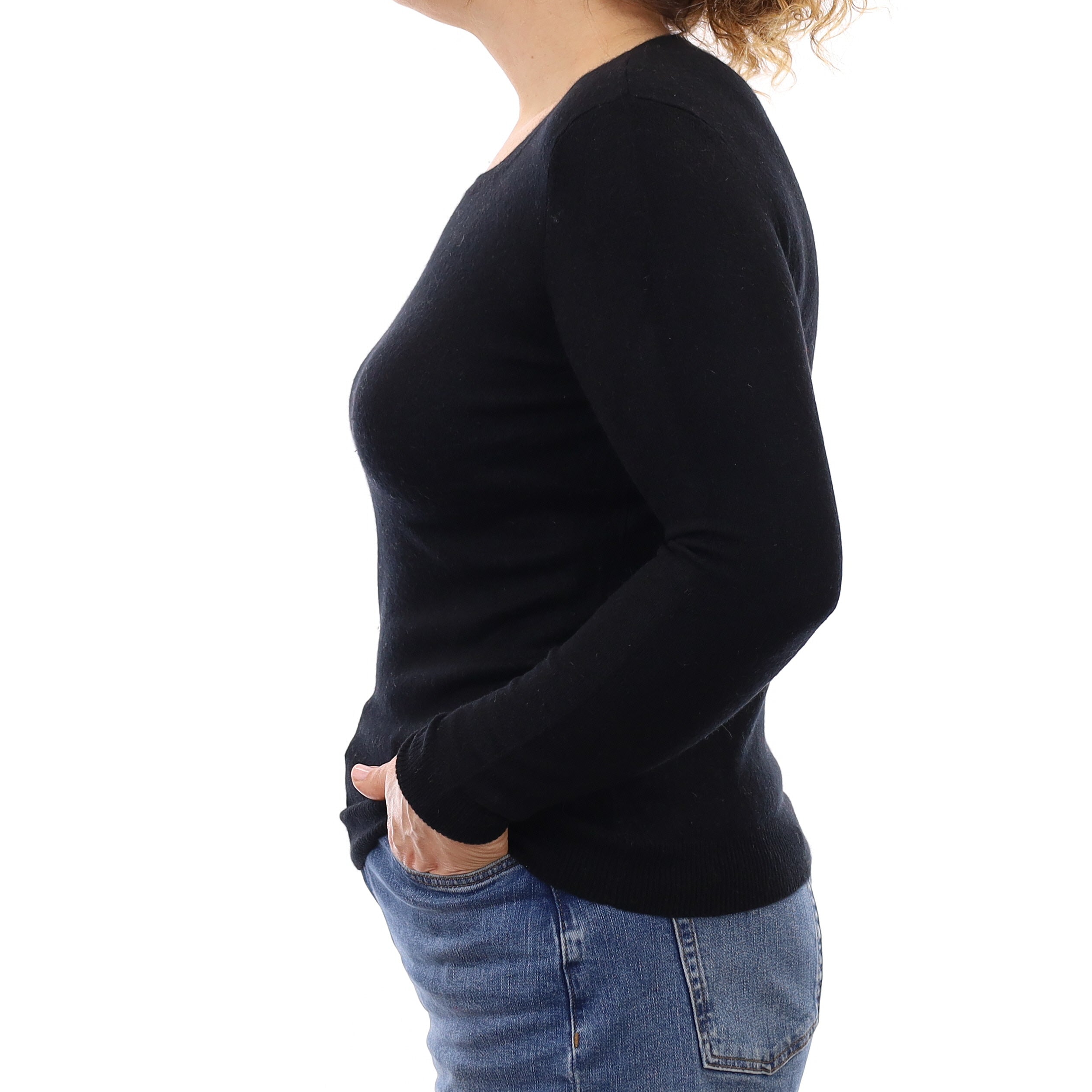 Black Cashmere Crew Neck Jumper Medium