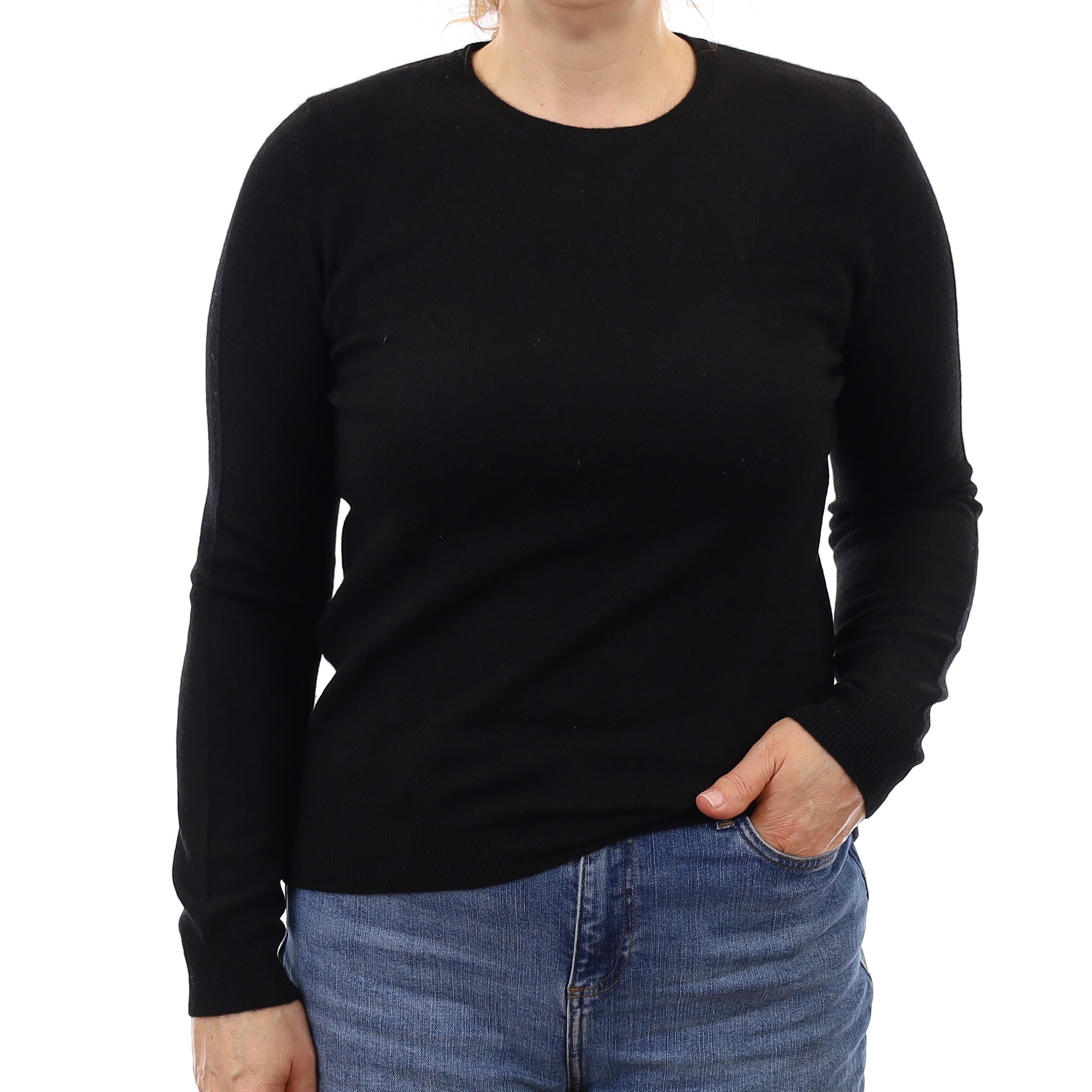 Black Cashmere Crew Neck Jumper Medium