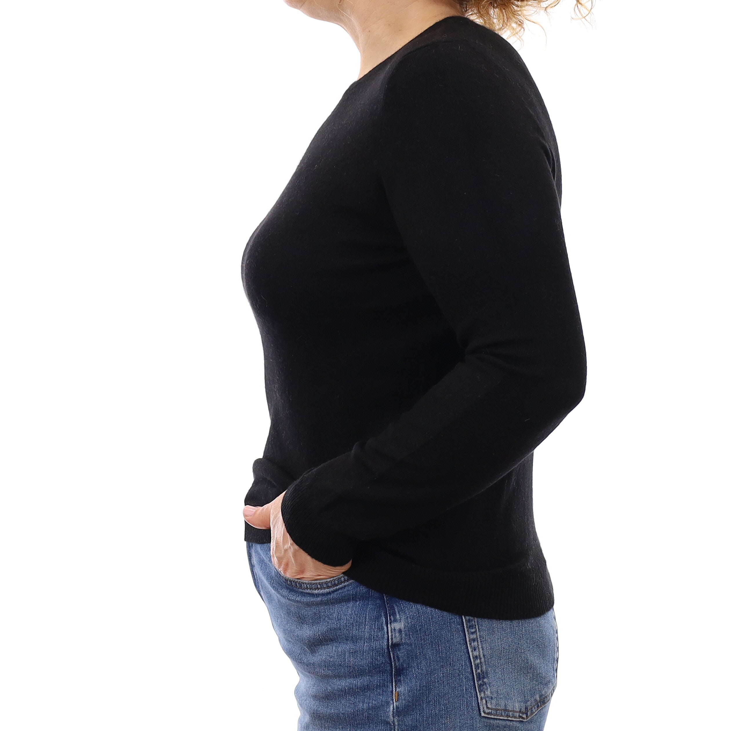 Black Cashmere Crew Neck Jumper Medium