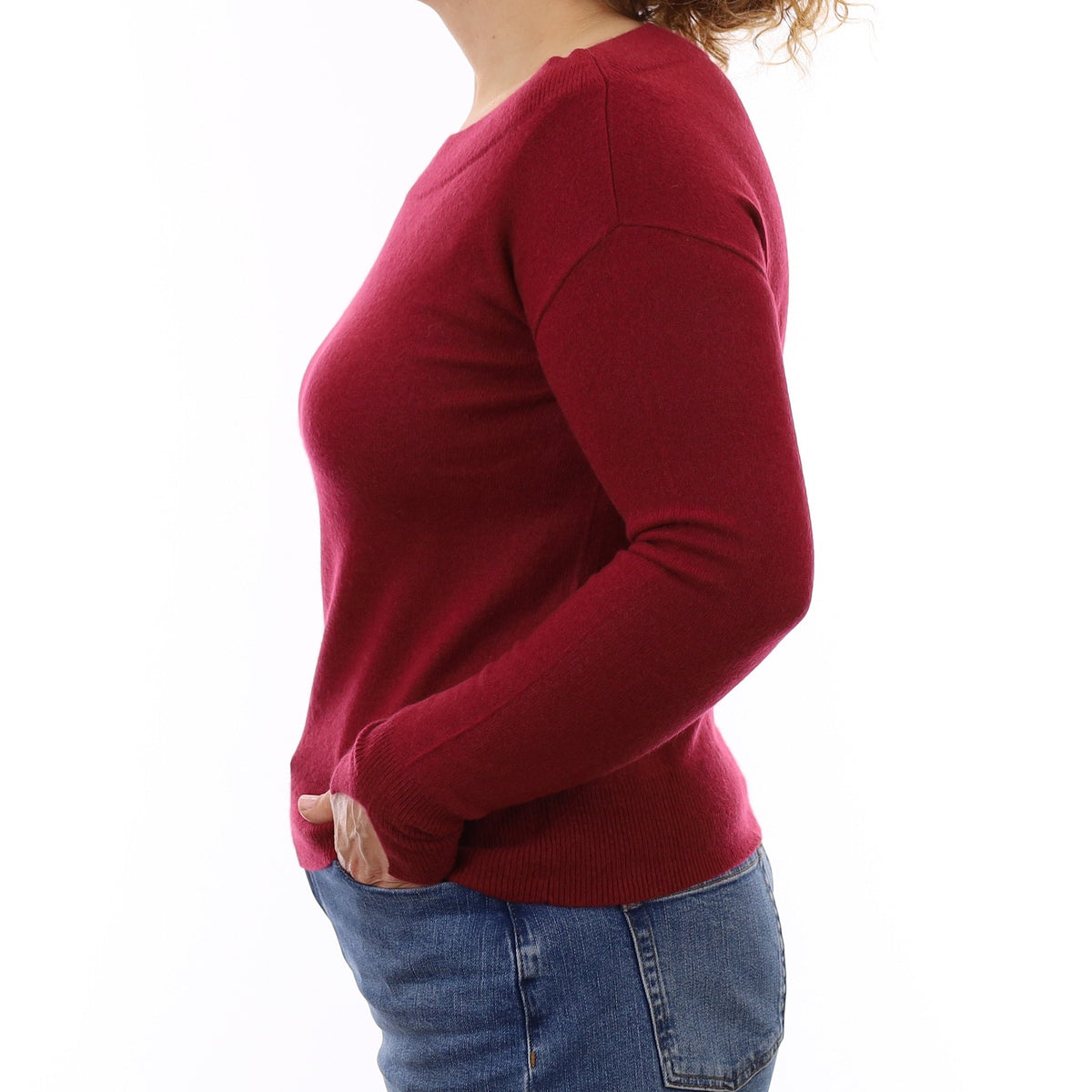 Brick Red Cashmere Slash Neck Jumper Medium