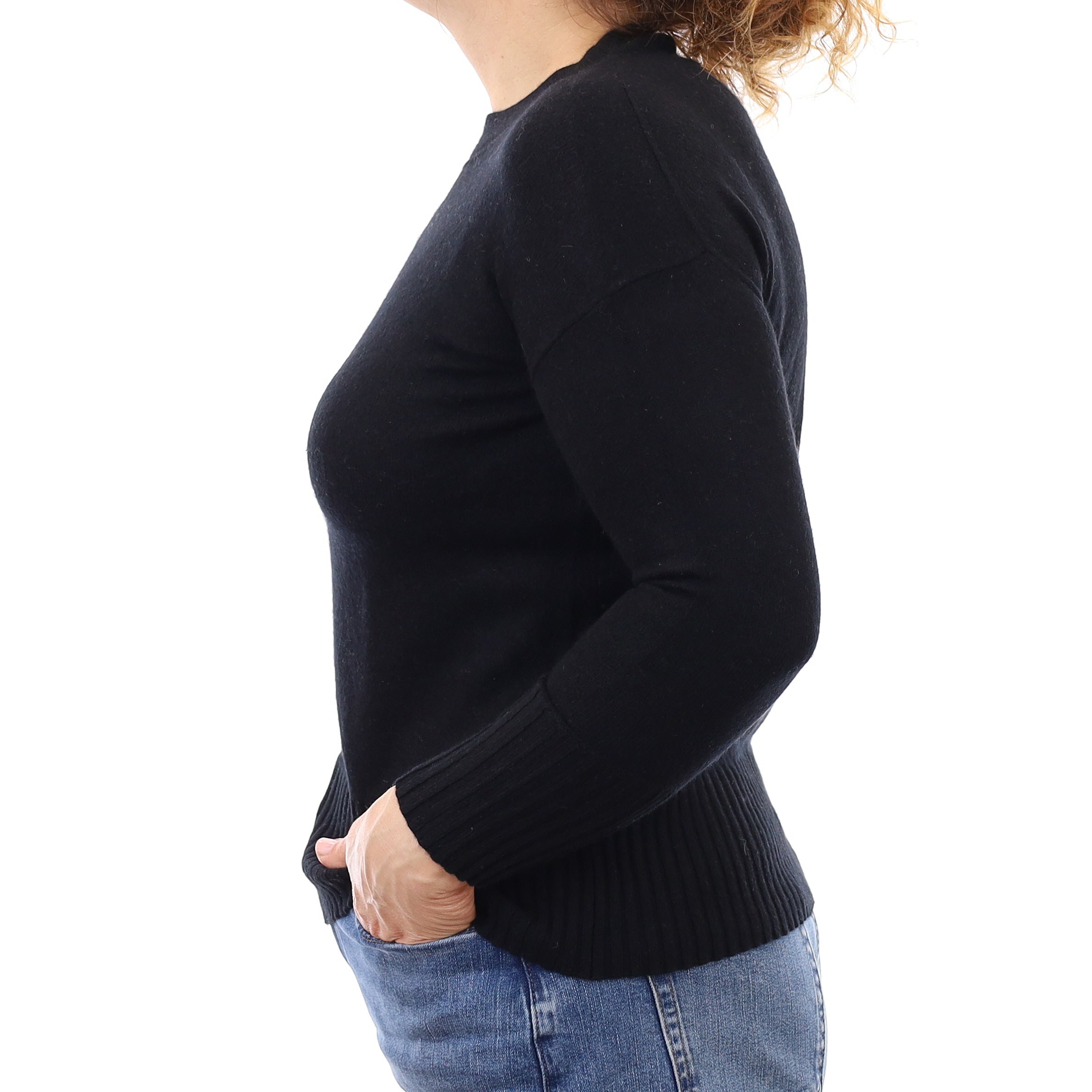 Black Cashmere Crew Neck Jumper Medium