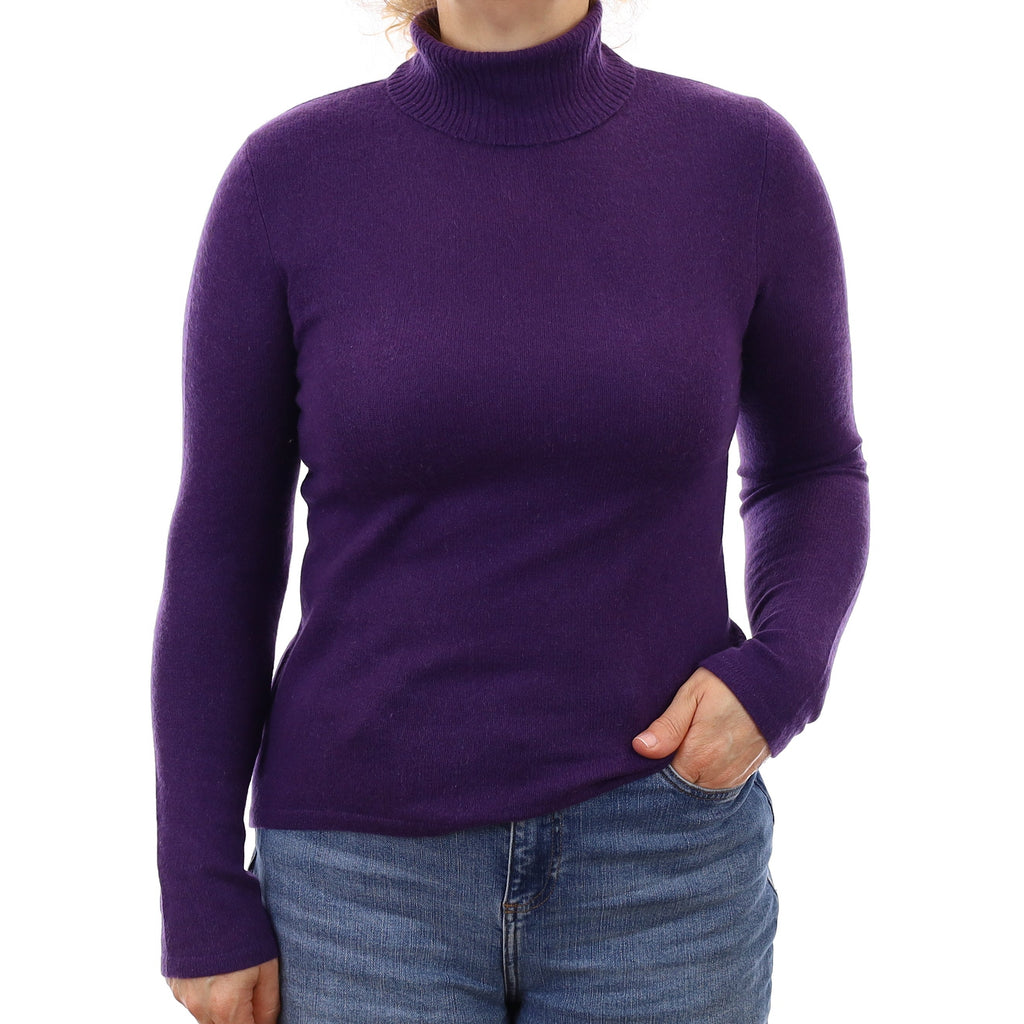 Iris Purple Cashmere Polo Neck Jumper Medium