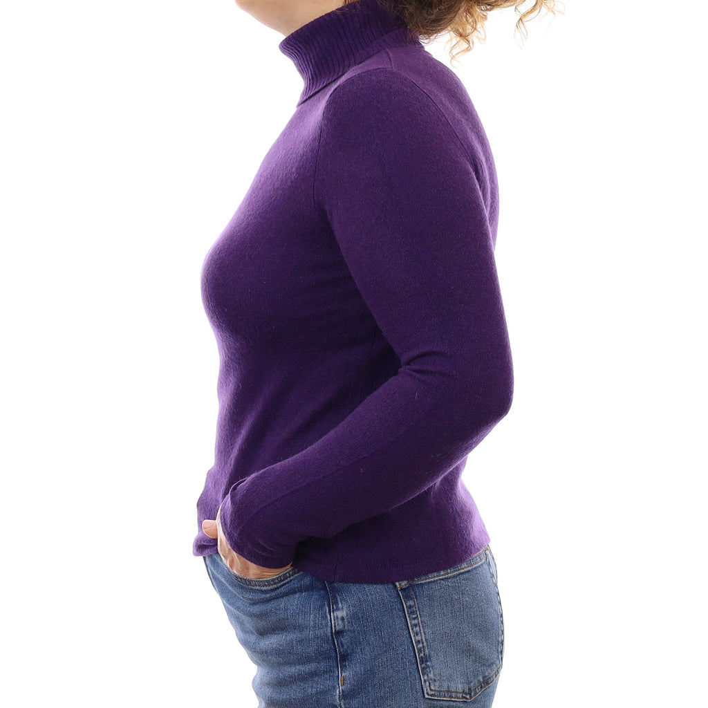 Iris Purple Cashmere Polo Neck Jumper Medium