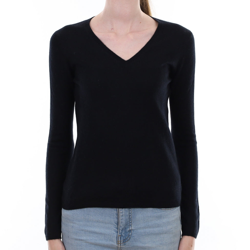 Black Cashmere V Neck Jumper Extra Small