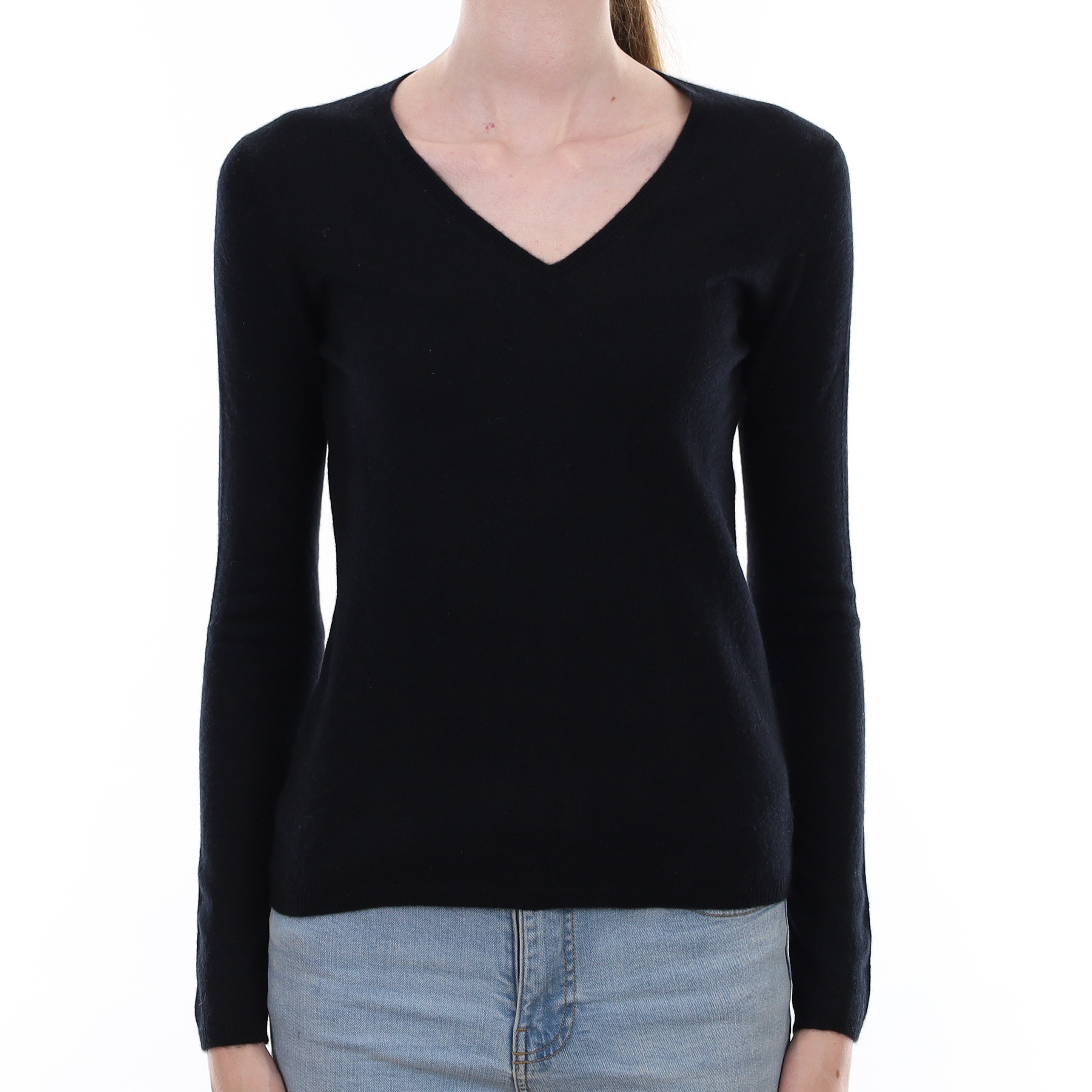 Black Cashmere V Neck Jumper Extra Small