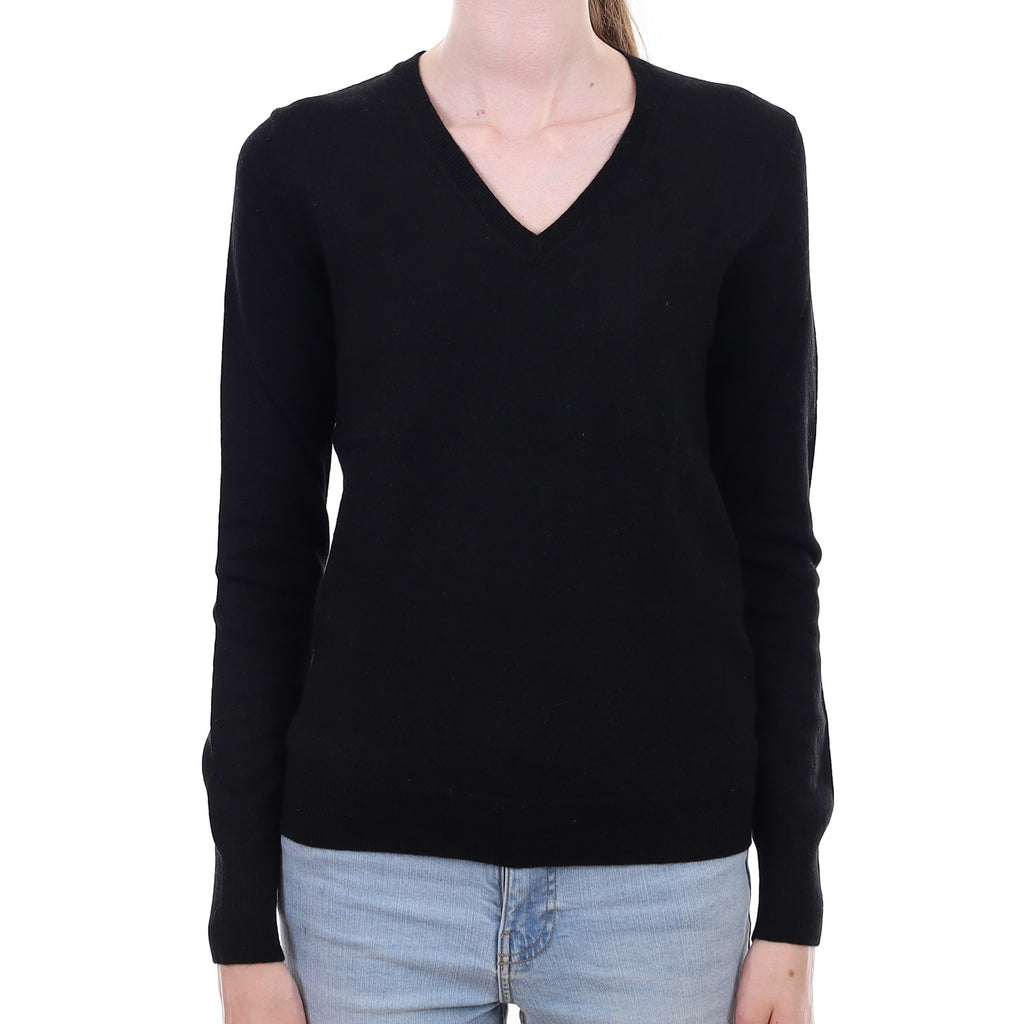 Black Cashmere V Neck Jumper Extra Small