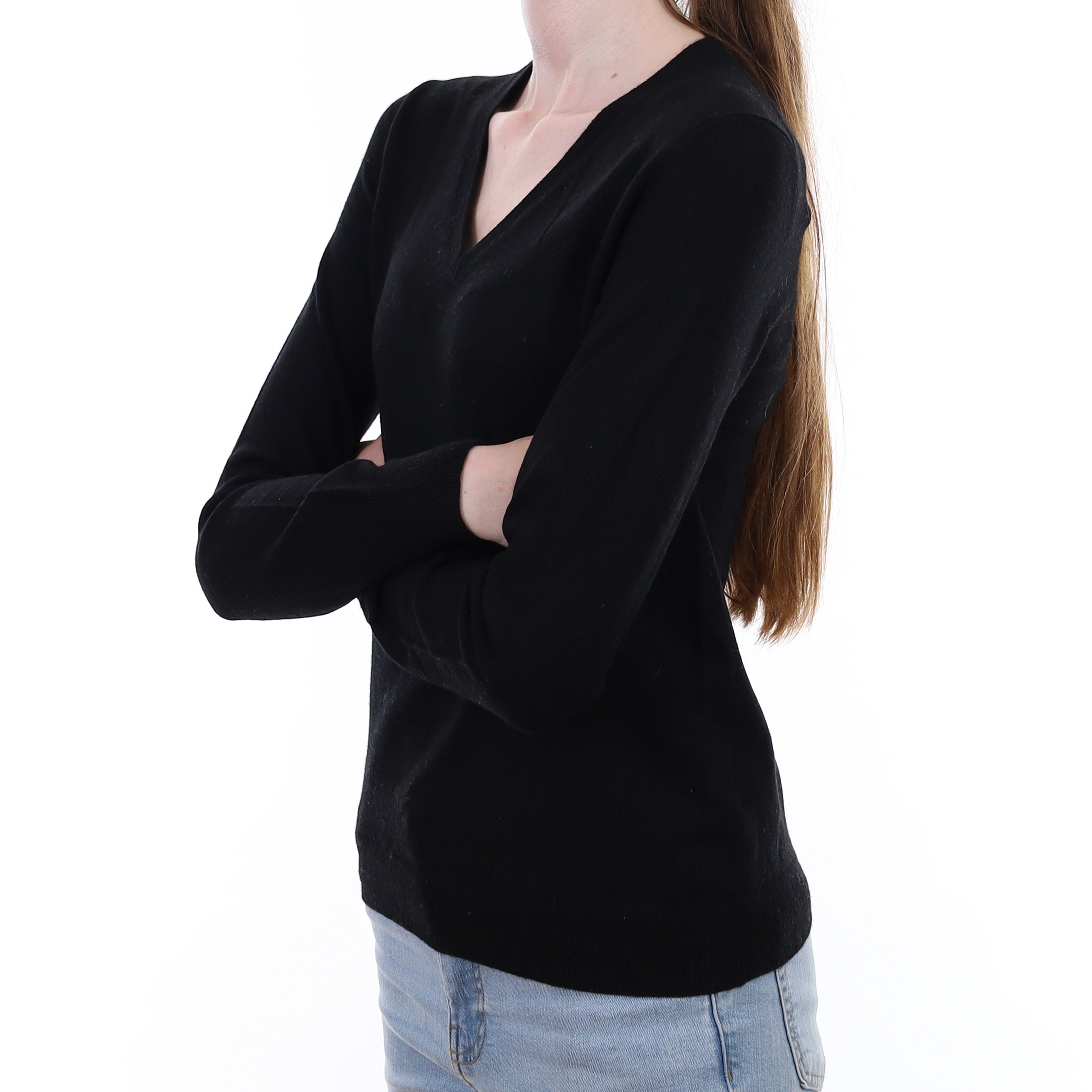 Black Cashmere V Neck Jumper Extra Small
