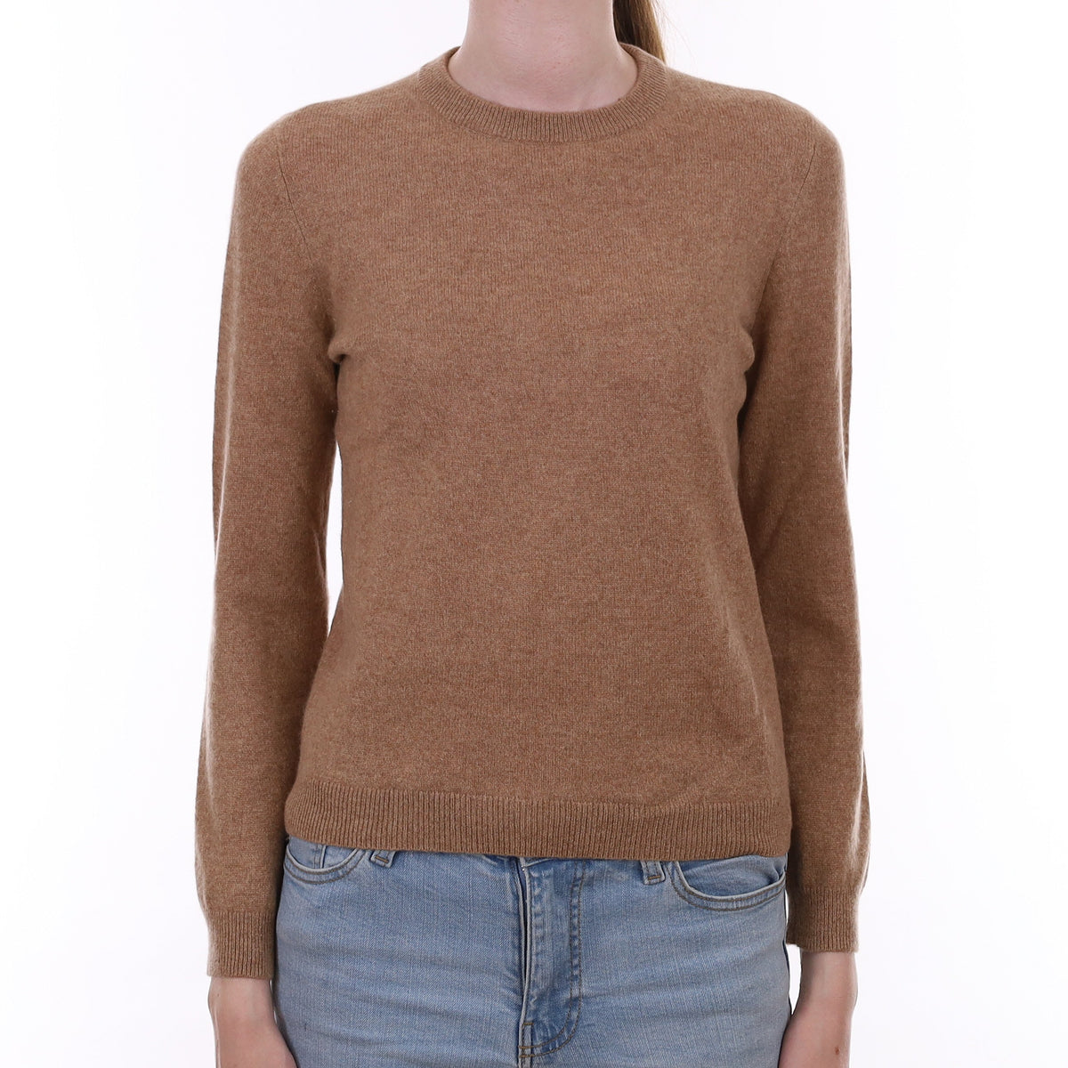 Camel Marl Cashmere Crew Neck Jumper Extra Small