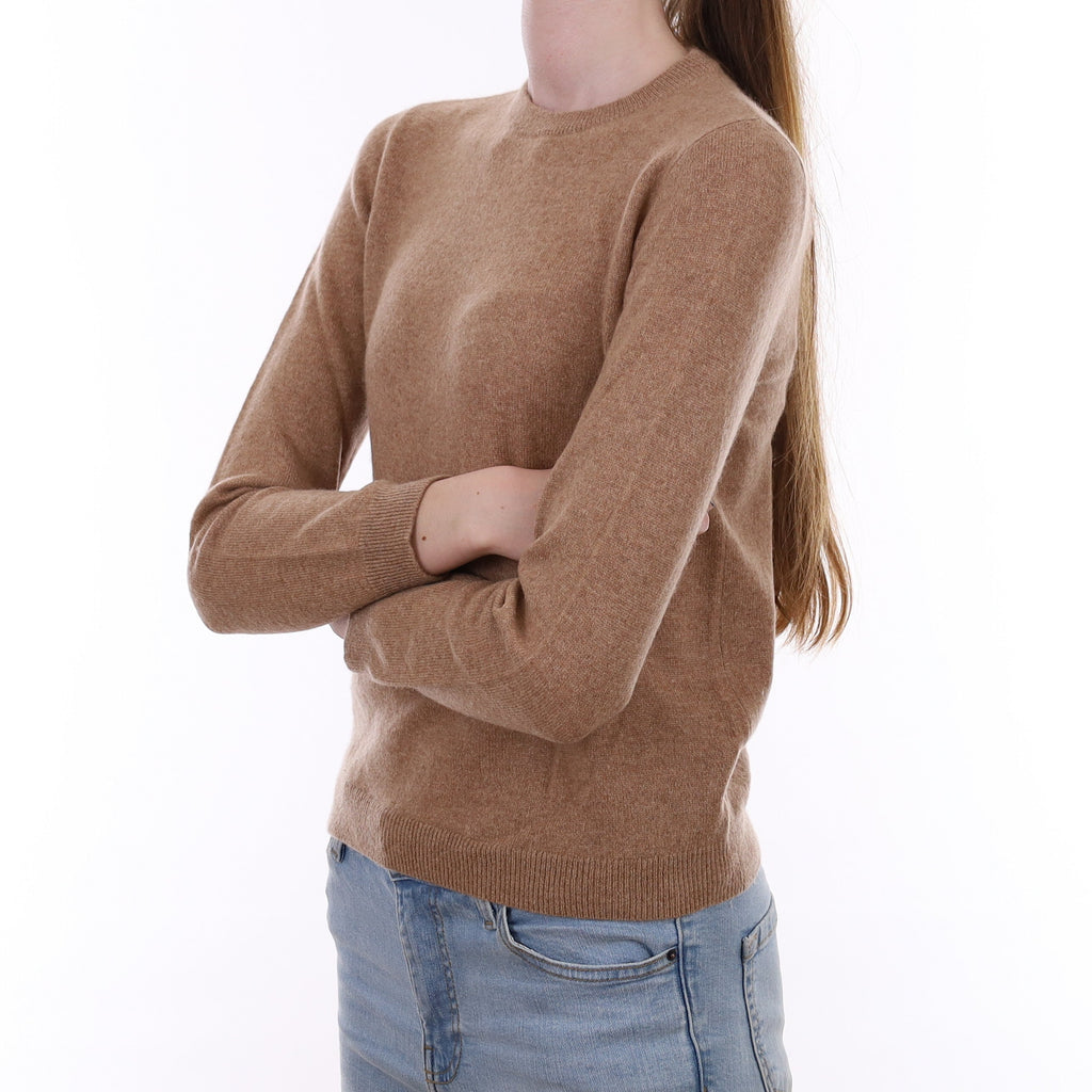 Camel Marl Cashmere Crew Neck Jumper Extra Small