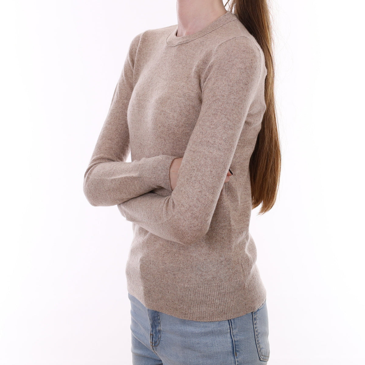 Theory Fawn Marl Cashmere Crew Neck Jumper Extra Small